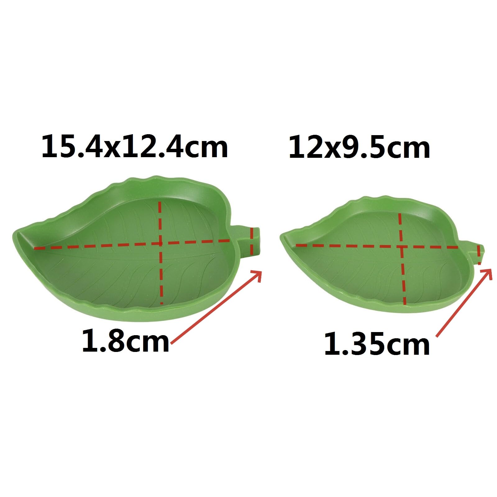 2 Sizes Reptile Leaf Food & Water Bowl Set - 2 Pieces Tortoise Terrarium Dish for Lizards, Snakes & Crawling Pets - Perfect for Drinking & Eating in Vivariums & Habitats