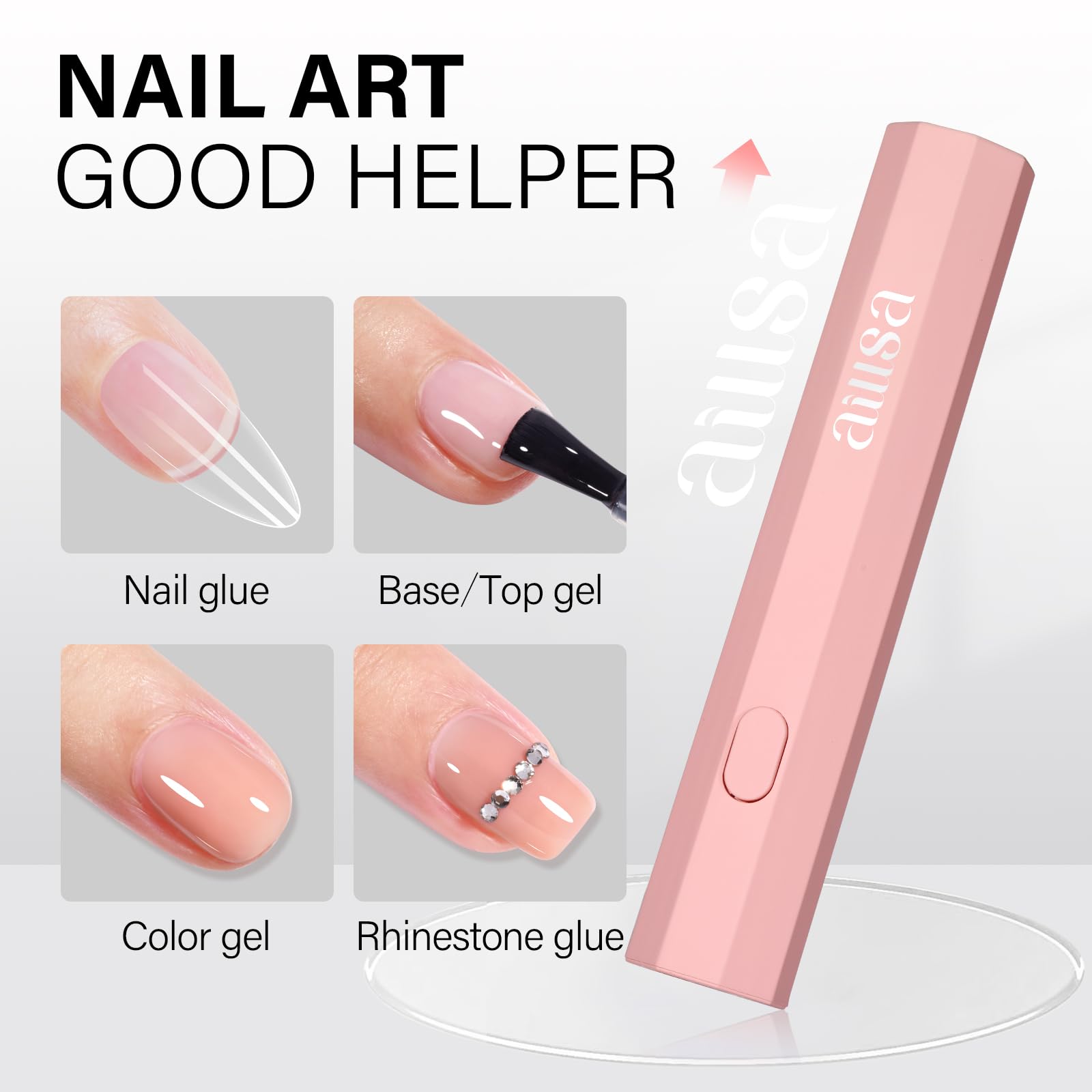 AILLSA Cordless LED Nail Lamp - Fast Curing UV Light for Gel Nails, Portable Handheld Mini Nail Dryer with Single Finger Design (Pink) | Perfect for Home Manicures, Salon Professionals & Travel Nail Care