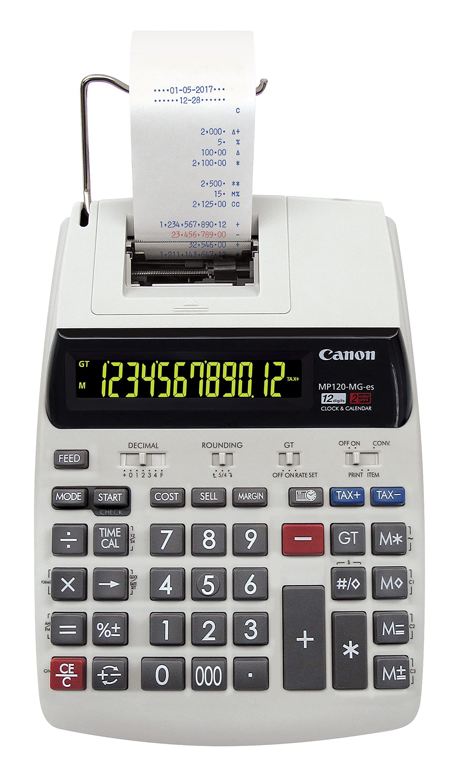Canon MP-120 MG-ES II Printing Calculator - Desktop Financial Calculator with 12-Digit LCD Display for Office, Accounting & Business Use