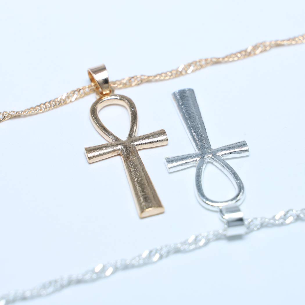 TseenYi Sterling Silver Ankh Pendant Necklace - Egyptian Cross Key Choker with 925 Hallmark - Protection Jewelry for Women & Girls | Perfect for Spiritual Gifts, Boho Fashion & Everyday Wear