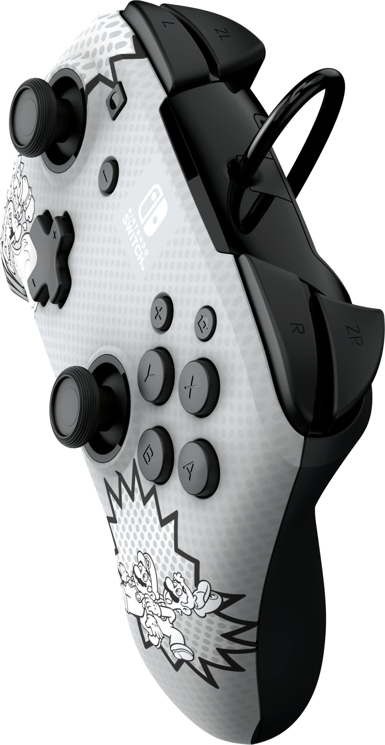 PDP REMATCH: Comic Attack Noir, Grey, White USB Game Controller Analog/Digital for Nintendo Switch & OLED - Perfect for Multiplayer Gaming & Long Play Sessions