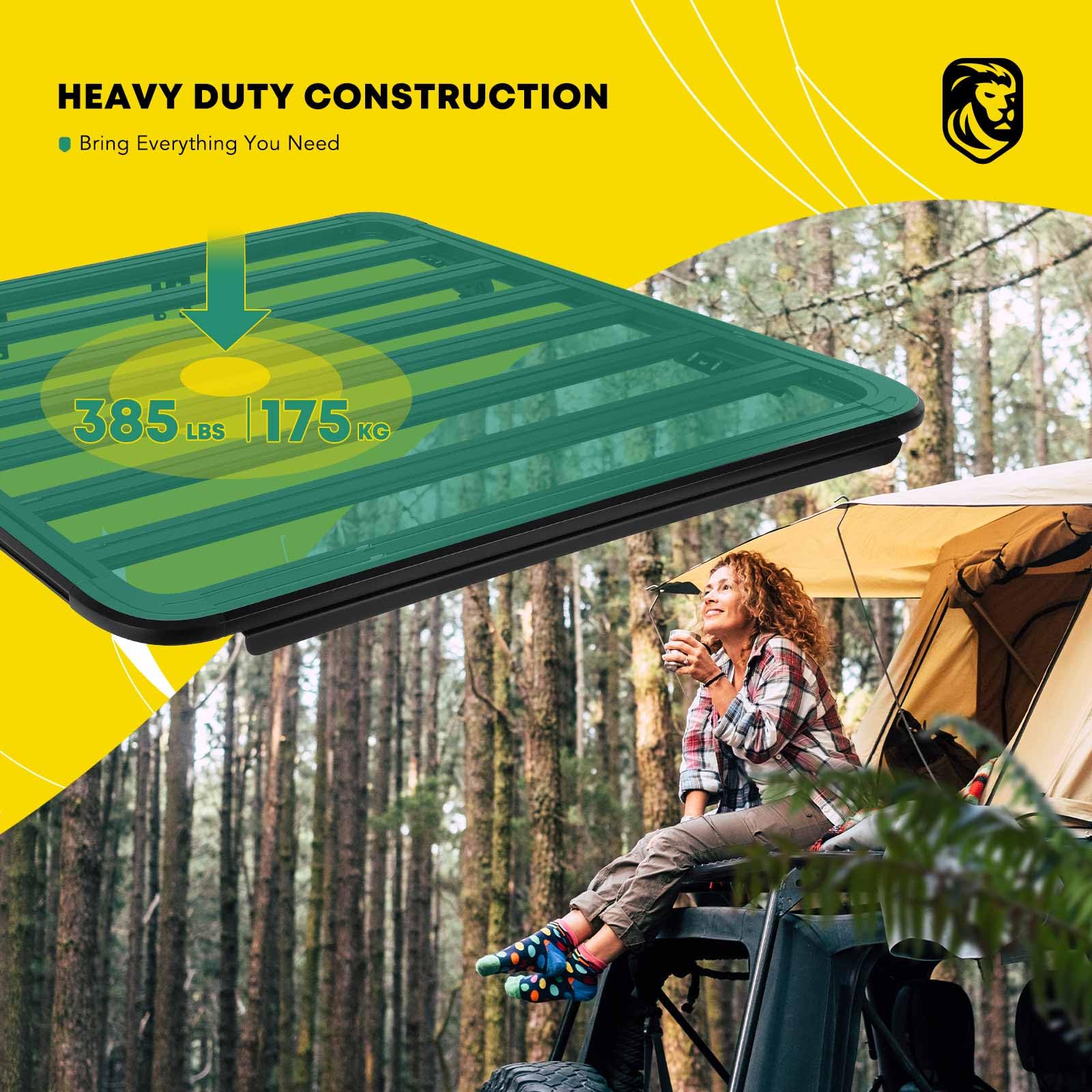 YHTAUTO Heavy-Duty Aluminum Alloy Car Roof Rack Cargo Carrier - Fits Jeep Wrangler JK/JL (2007-2023) & Gladiator (2019-2023) with Hard Top - 200 lbs Capacity - Perfect for Rooftop Tents, Kayaks, Bikes, Snowboards & Outdoor Adventures