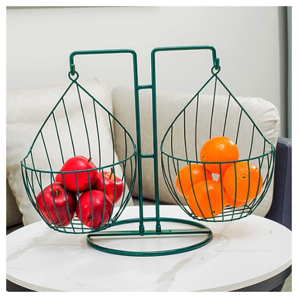 Stainless Steel Detachable Fruit Bowl with Banana Hanger - Countertop Fruit Storage Basket for Bananas, Apples & Snacks - Perfect for Kitchen, Dining Room & Office Organization (Green)