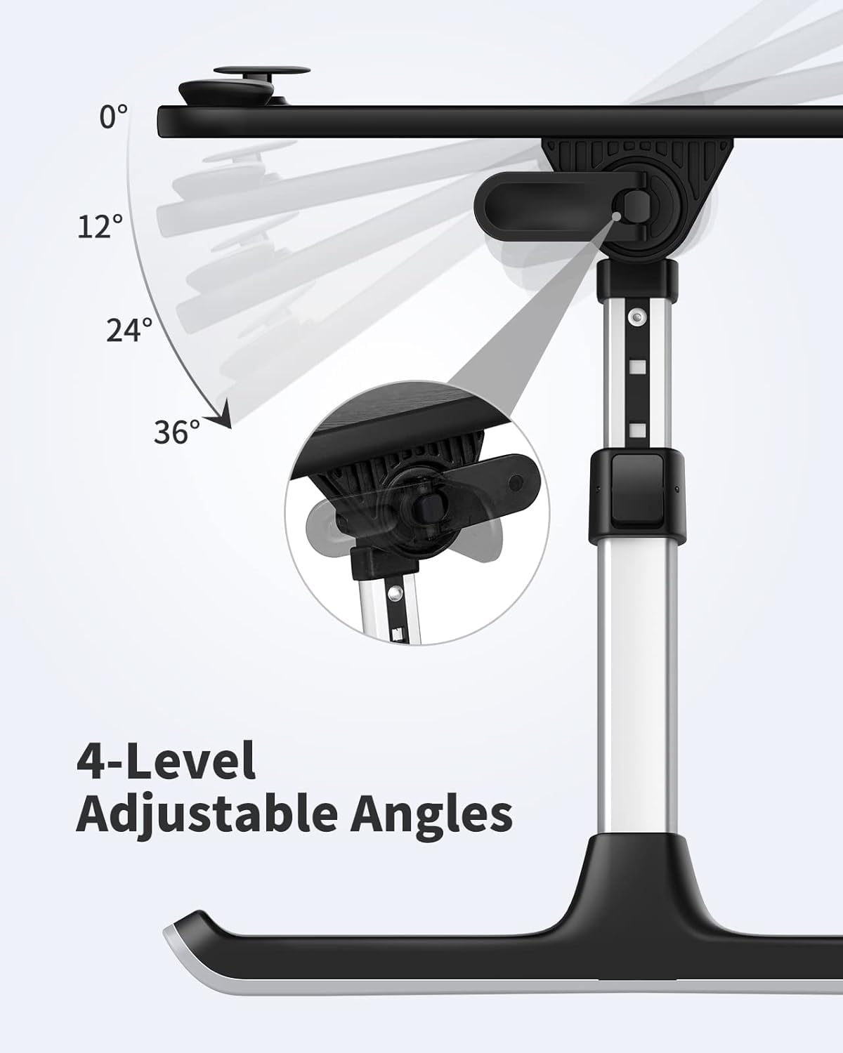 Adjustable Laptop Stand for Bed & Sofa - SAIJI Lightweight Foldable Lap Desk with Height & Angle Control, Portable Bed Tray Table for Adults & Kids - Perfect for Working, Studying, Reading & Watching Movies in Bed or on Couch (Black)