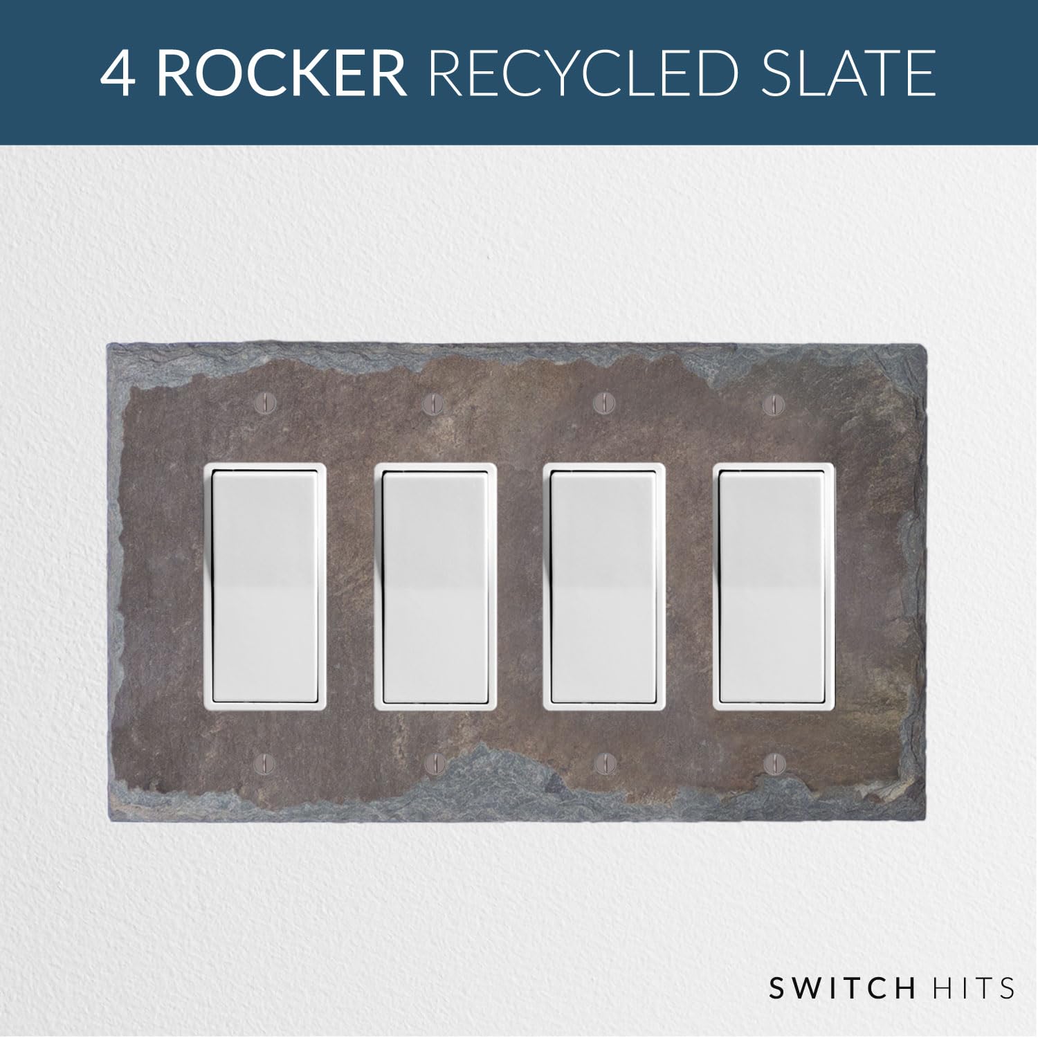 4 Gang GFCI Rocker Switch Plate Cover - Decora Quad Outlet Wall Plate (8.5
