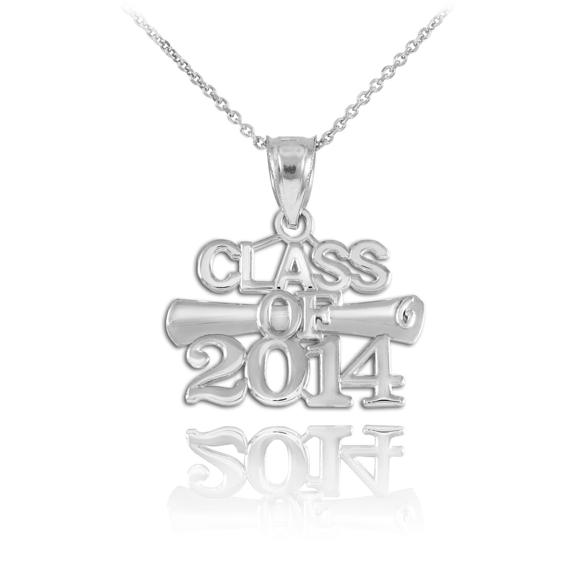 2014 Graduation Charm Pendant - 925 Sterling Silver Necklace for Graduates