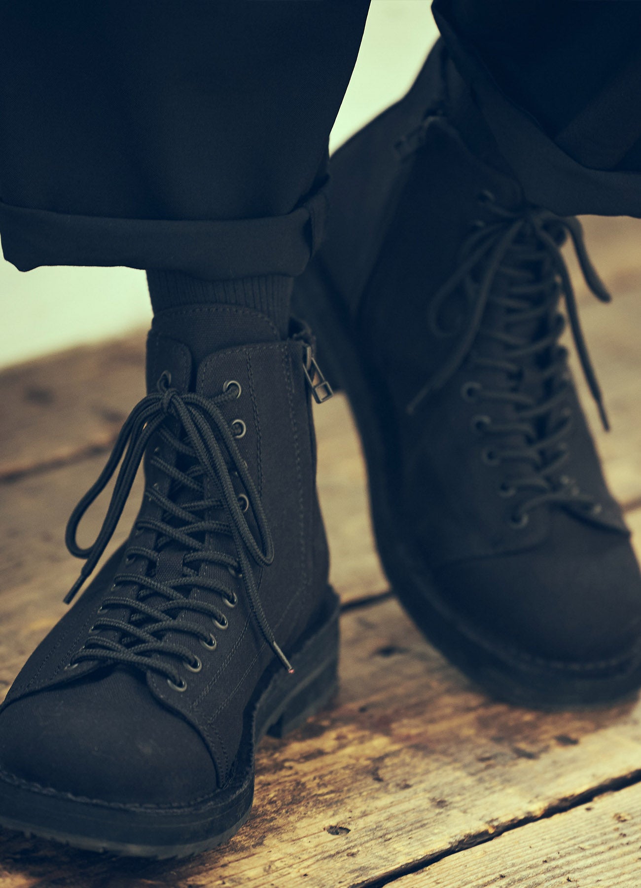 Stylish Cotton Canvas Lace-Up Biker Boots for Women - Trendy Motorcycle Ankle Booties for Casual Outfits & Fall Fashion