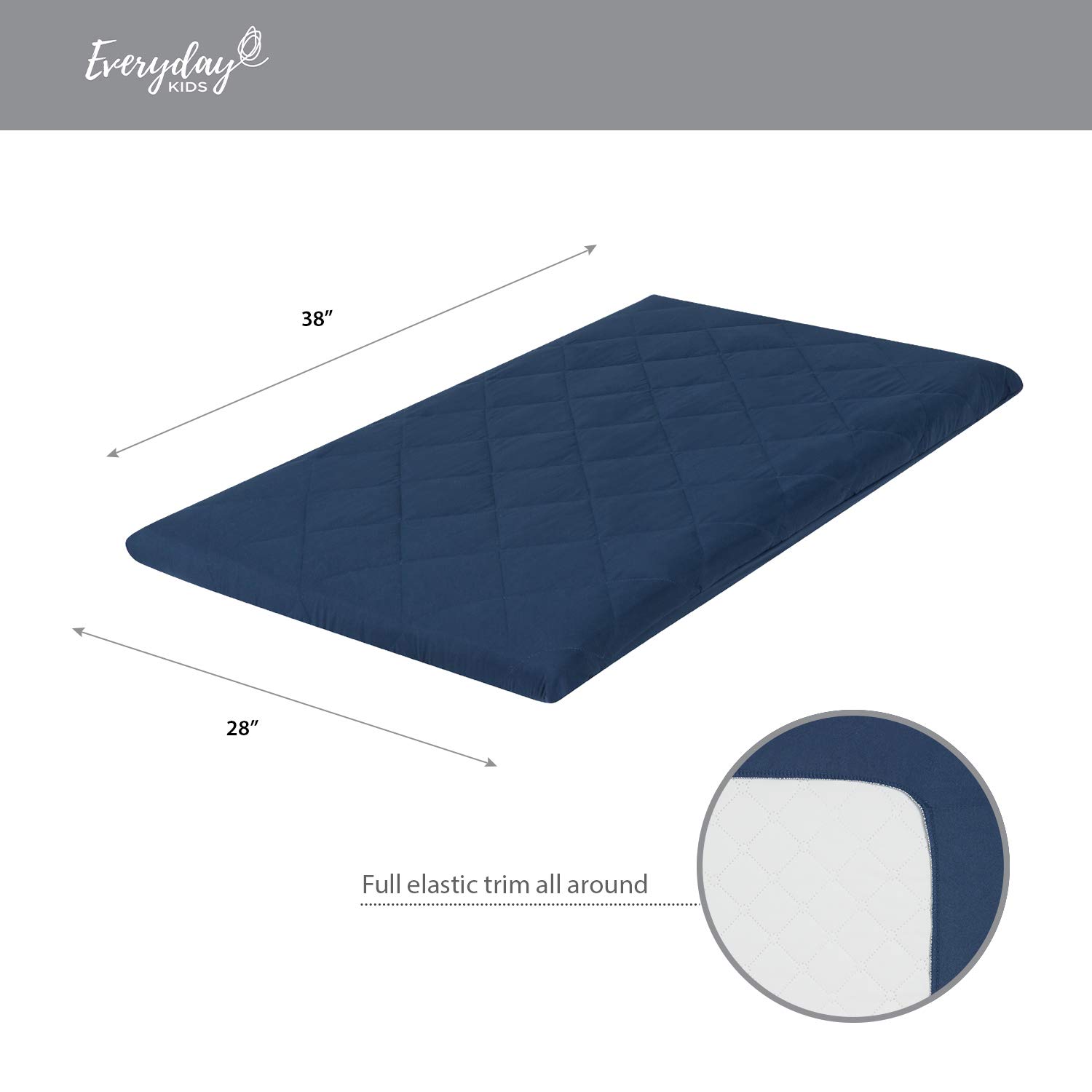 Dark Navy Blue Pack n Play Quilted Mattress Sheet - Ultra-Soft & Comfortable Portable Crib Fitted Sheet for Baby Boys | Waterproof Playpen & Mini Crib Mattress Protector | Perfect for Travel, Daycare & Nursery Use