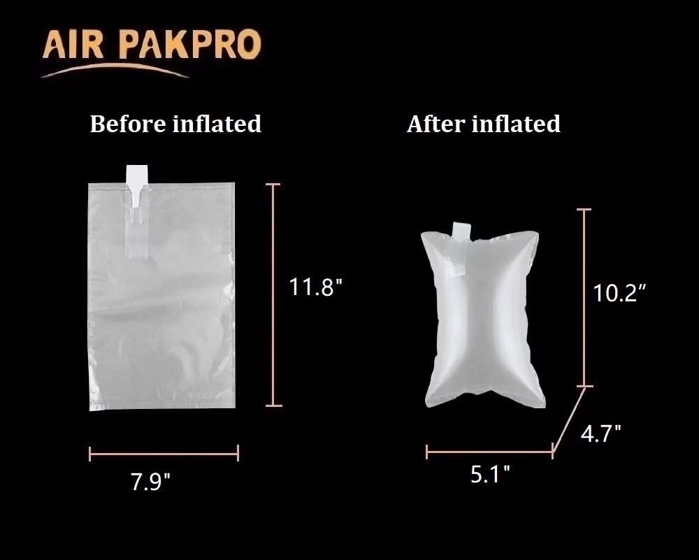 100 Pack Inflatable Air Packaging Bags 7.9x11.8 Inch - Clear Plastic Air Pillows for Shipping, Cushioning & Void Fill Protection | Includes Free Hand Pump | Ideal for Ecommerce, Fragile Items & Moving Supplies (VFC2030)
