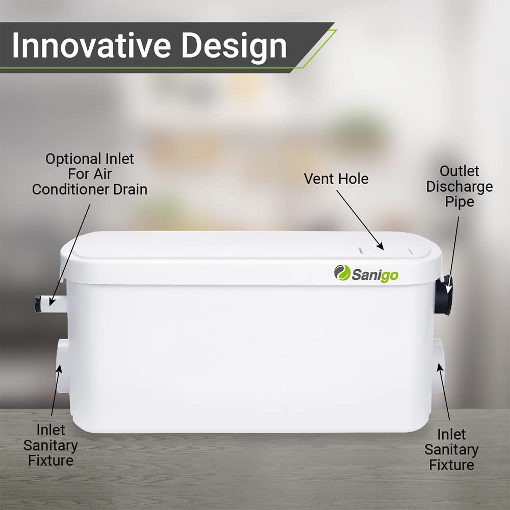 SANI-S250C Silent Sanitary Grinder Pump with Dual Inlets - Perfect for Shower and Bathroom Waste Lifting