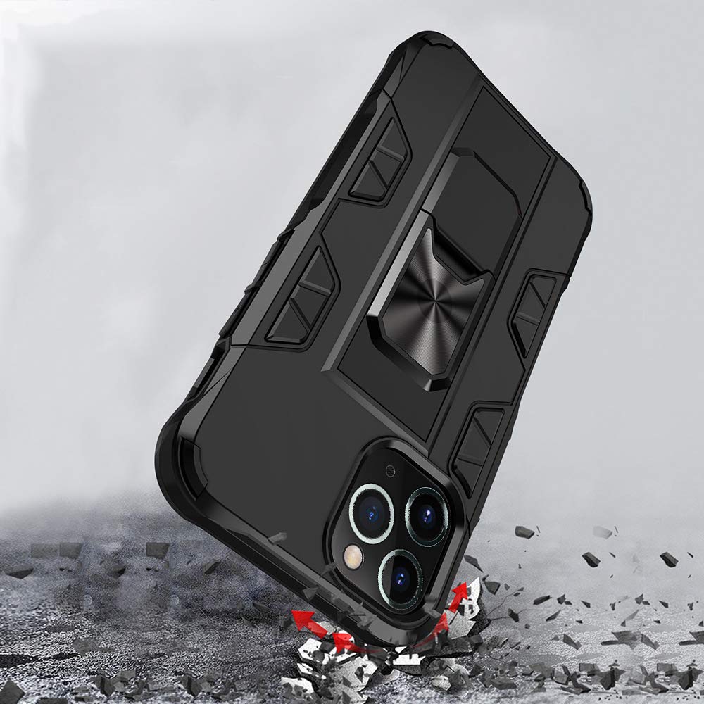 Omorro Military Grade iPhone 12 Pro Max Case - Drop Tested Rugged Protective Cover with Magnetic Car Mount & Kickstand | Hard PC + Soft TPU Hybrid Design | Perfect for Outdoor, Construction & Extreme Sports Protection