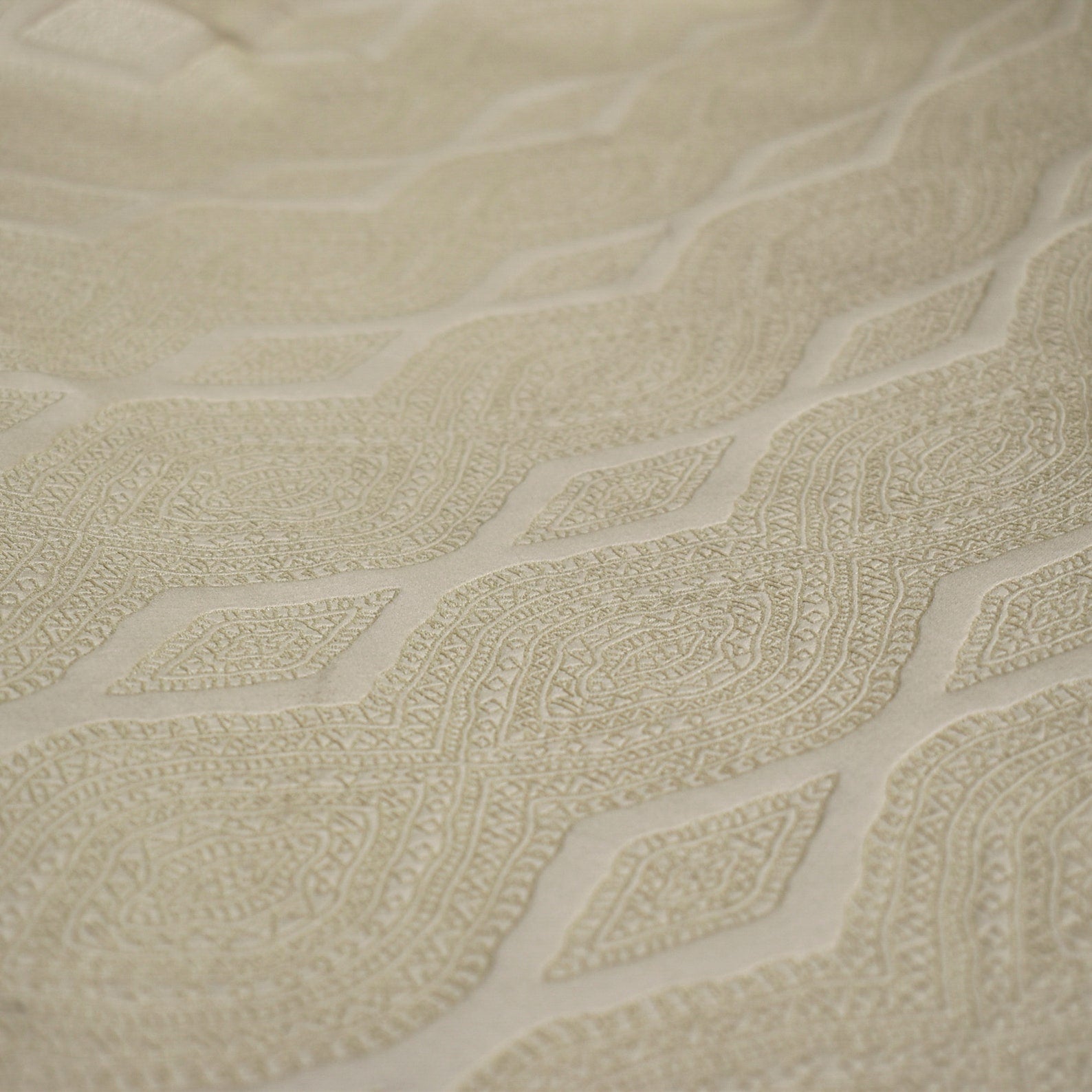 Beige Geometric Embroidered Fabric by the Yard - Premium Cotton Material for DIY Crafts, Home Decor & Upholstery Projects - Perfect for Pillows, Curtains and Quilting