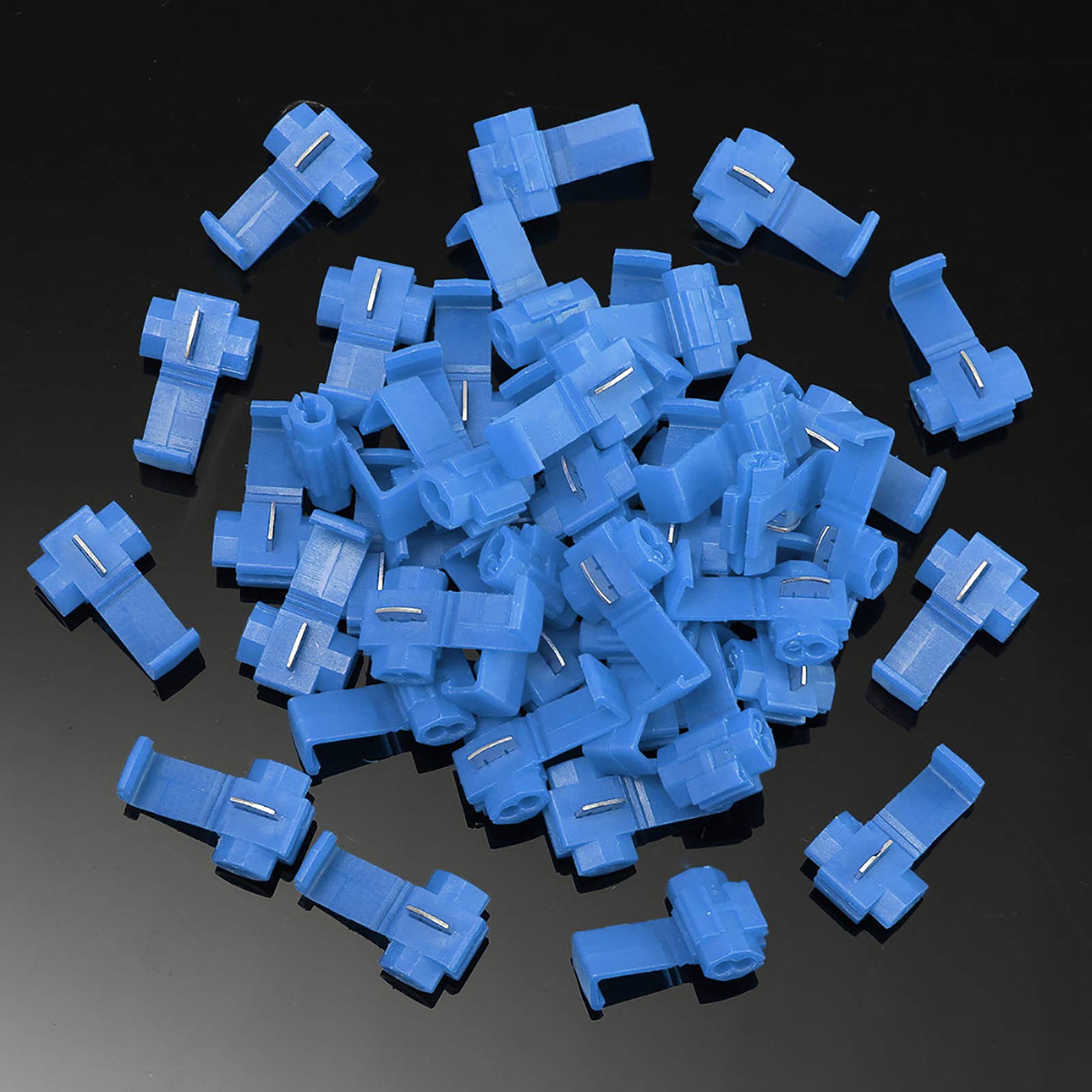 50PCS Quick Splice Wire Connectors - 14-16 Gauge Locking Solderless Inline Tap Crimp Connectors for Automotive, Marine & Home Electrical Wiring (Blue) - Easy DIY Electrical Repairs & Wire Extensions