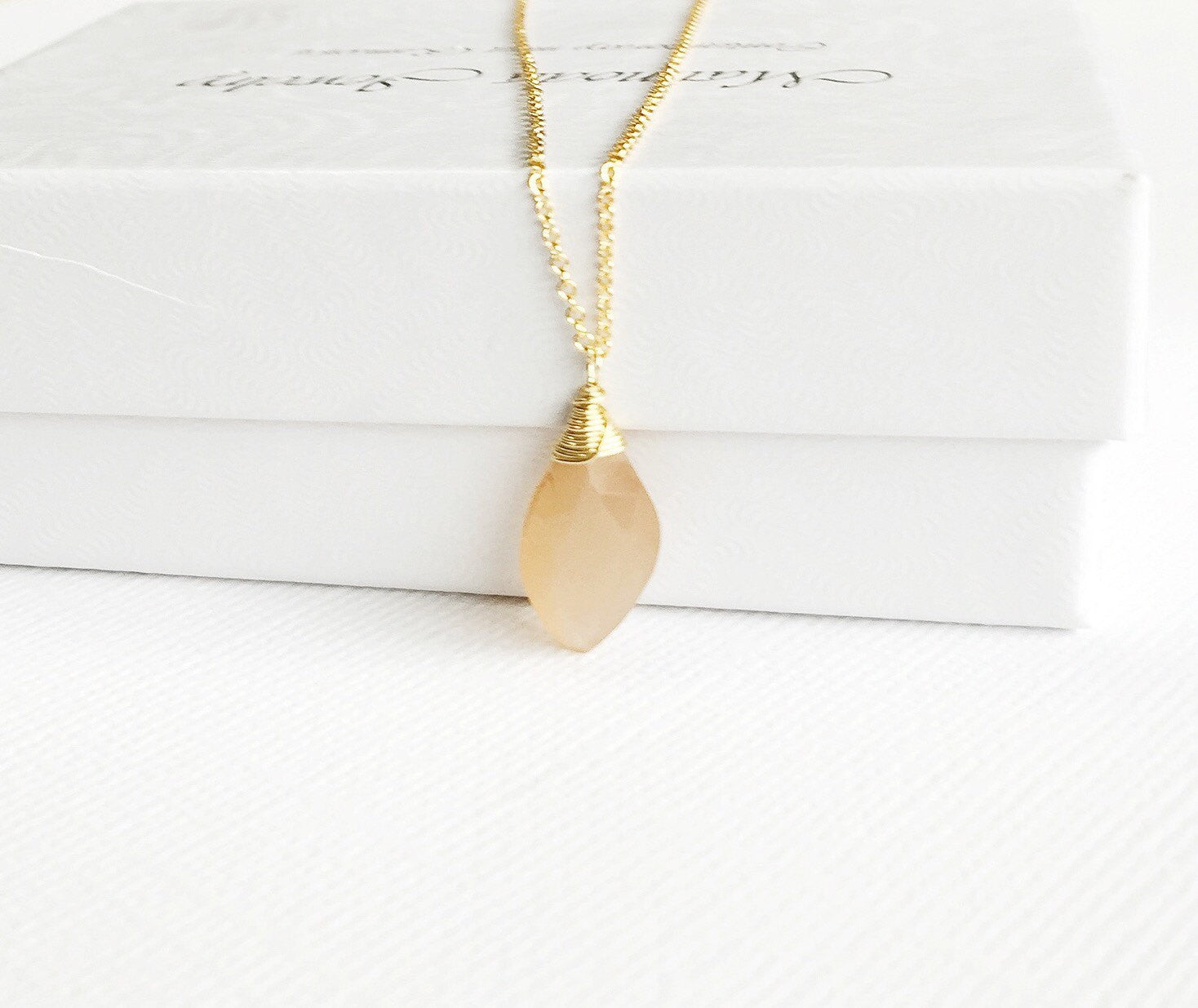 Yazmin Peach Moonstone Necklace (N213) - Elegant Jewelry for Women, Perfect for Weddings, Parties & Everyday Wear