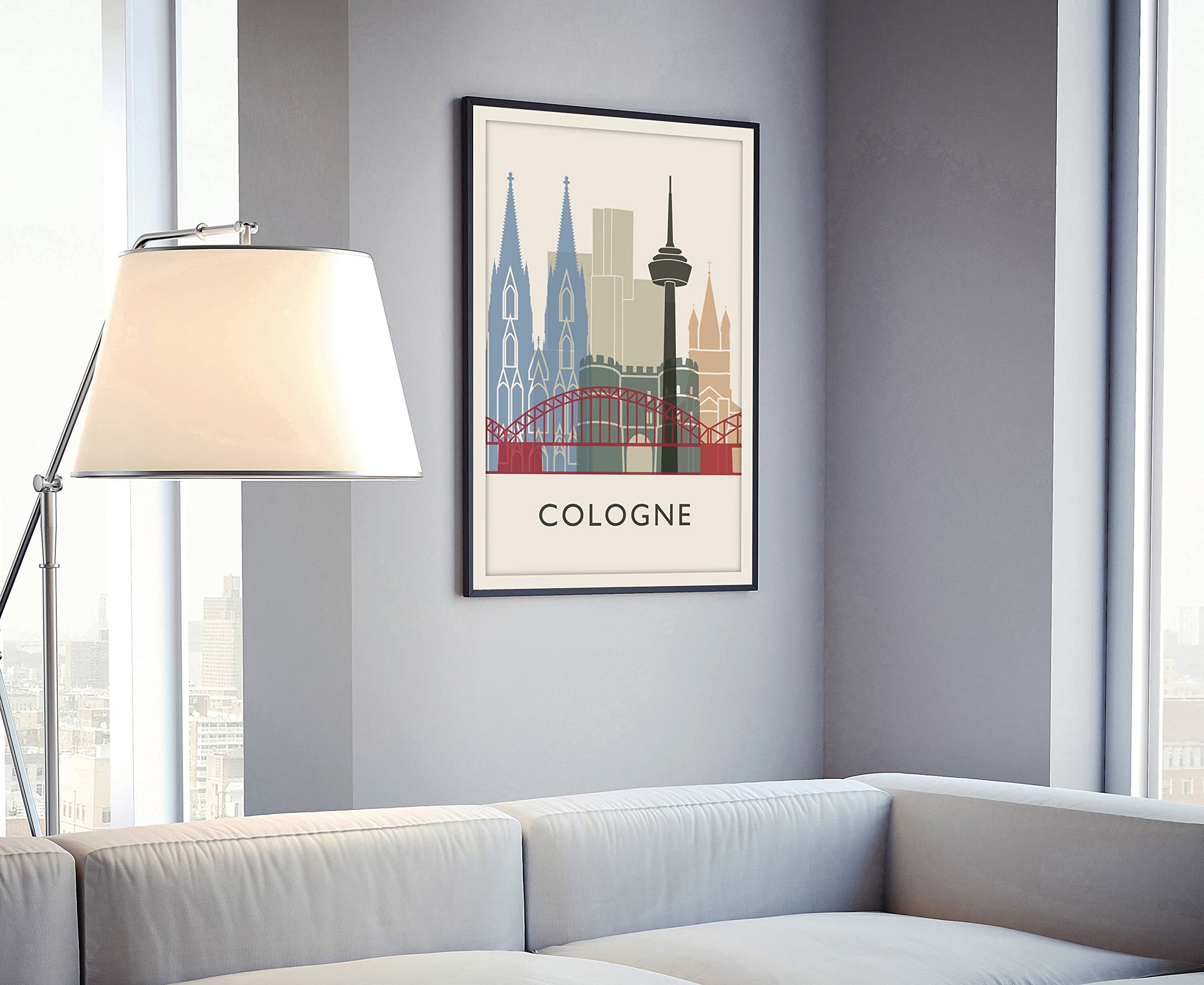 Cologne Germany Skyline Poster - Cityscape & Landmark Print Wall Art for Home & Office Decor - 12x18 Inches - Perfect for Living Room, Bedroom or Workspace