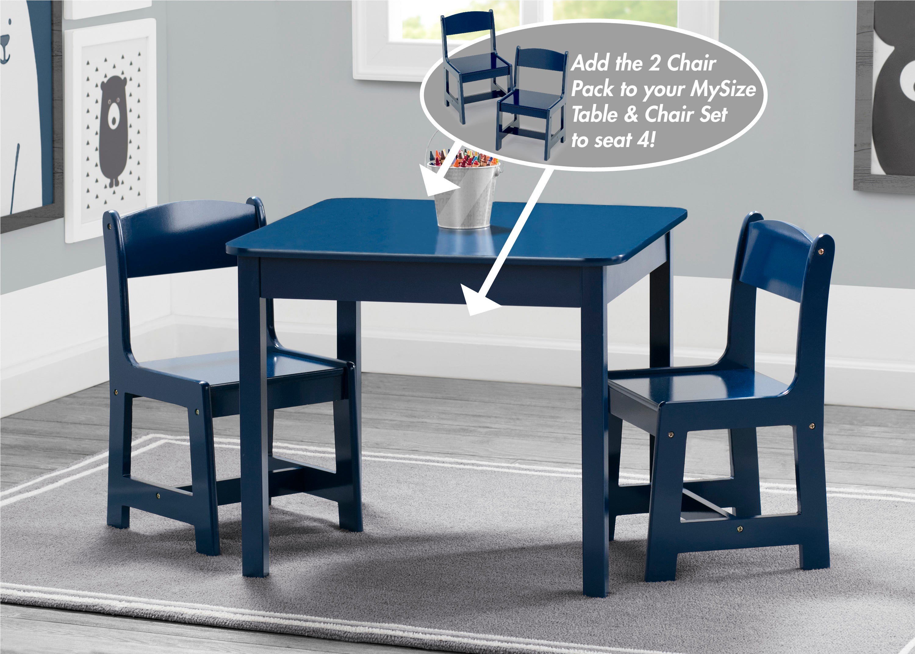 MySize Wooden Kids Chairs for Playroom - Set of 2 Children's Chairs for Reading, Drawing & Playtime - Perfect for Toddler Classroom, Daycare or Home Play Area