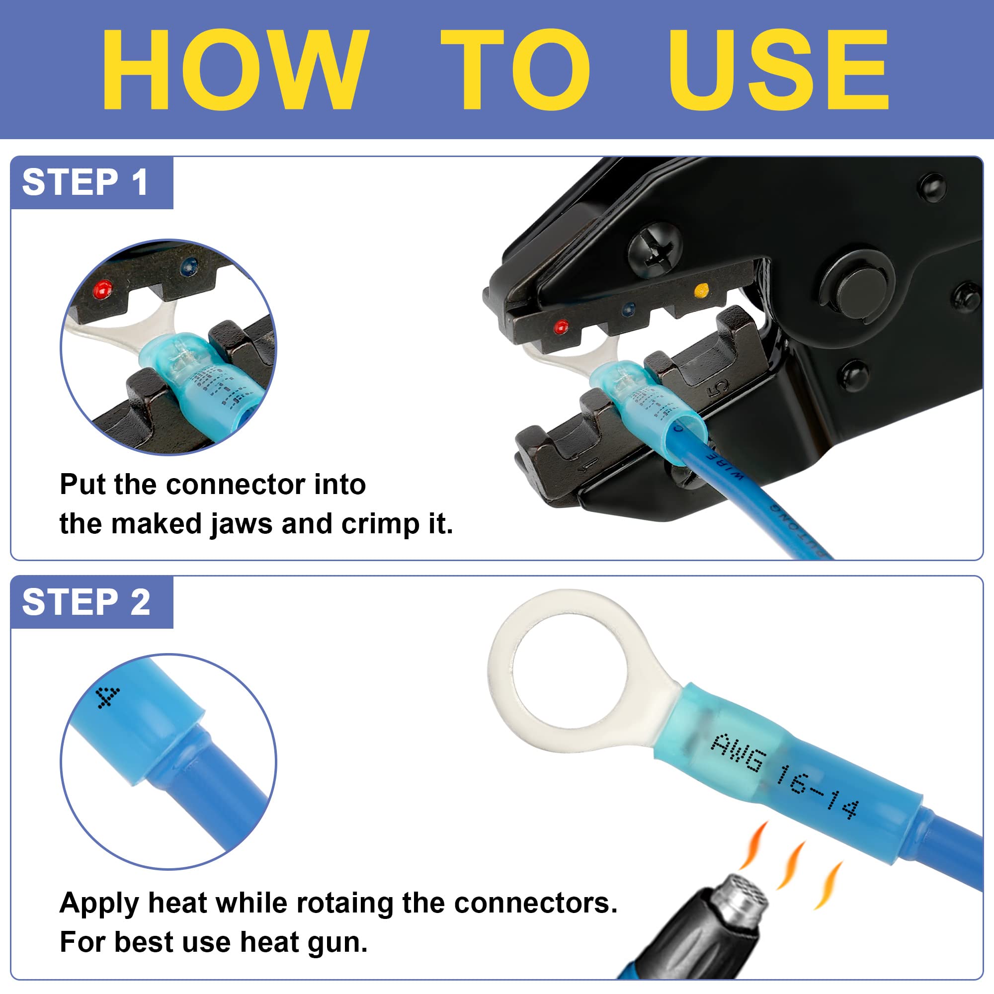 Haisstronica Marine Grade Heat Shrink Wire Connectors Kit - 280PCS AWG 22-10 Crimping Tool Set with Wire Stripper for Boat, RV, Automotive & Electrical Wiring Projects