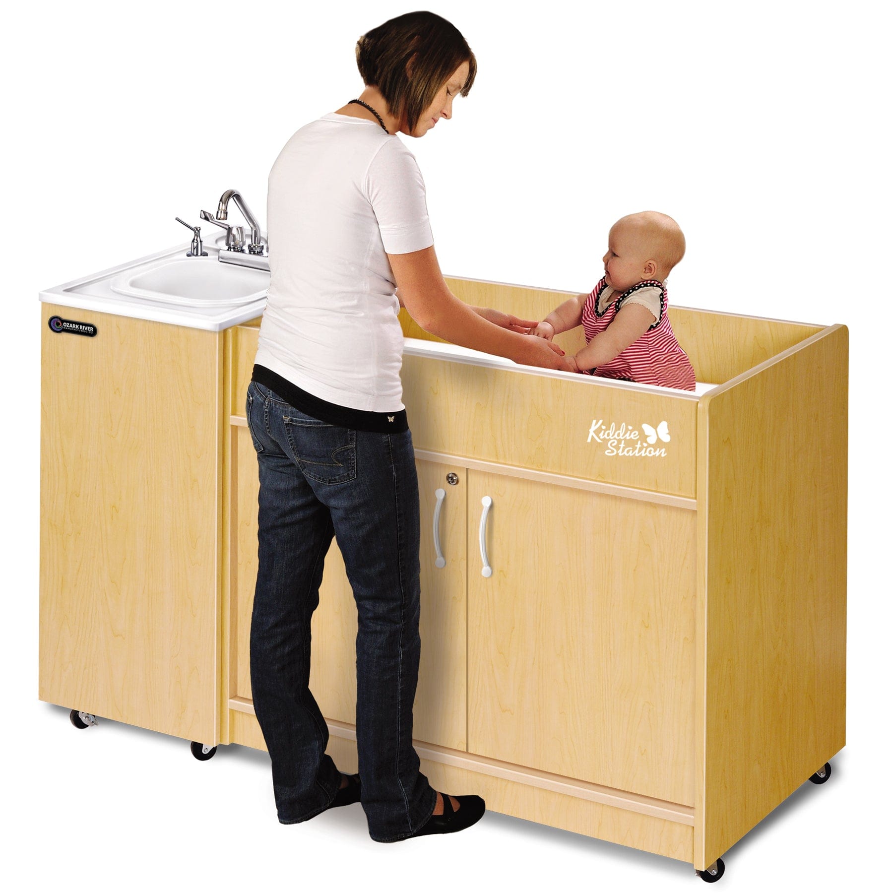Ozark River Kiddie Station Baby Changing Table with Built-in Sink - Perfect for Daycares, Nurseries & Home Baby Care Rooms