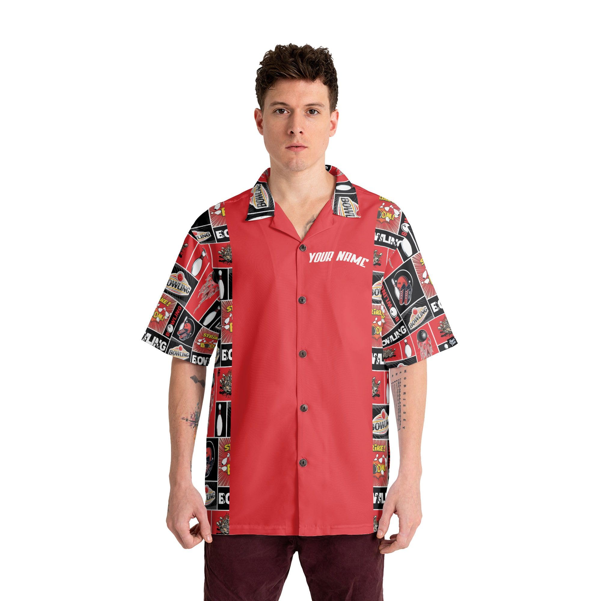Custom Personalized Bowling Shirts with Names for Men & Women - Retro Hawaiian Style Bowling Shirts - Perfect for Bowling Leagues, Team Uniforms & Themed Parties