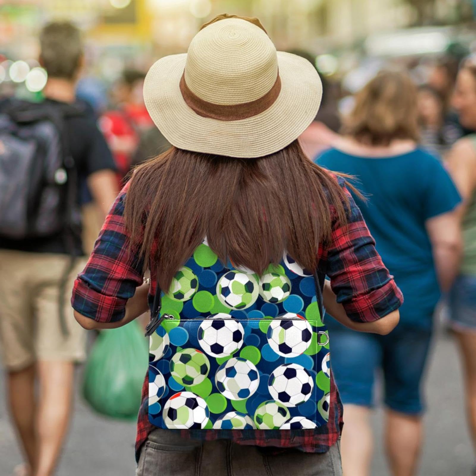 Men's & Women's Travel Backpack with Floral Soccer Ball Design - Lightweight Durable Carry-On Backpack for Hiking, Gym, School & Daily Commute