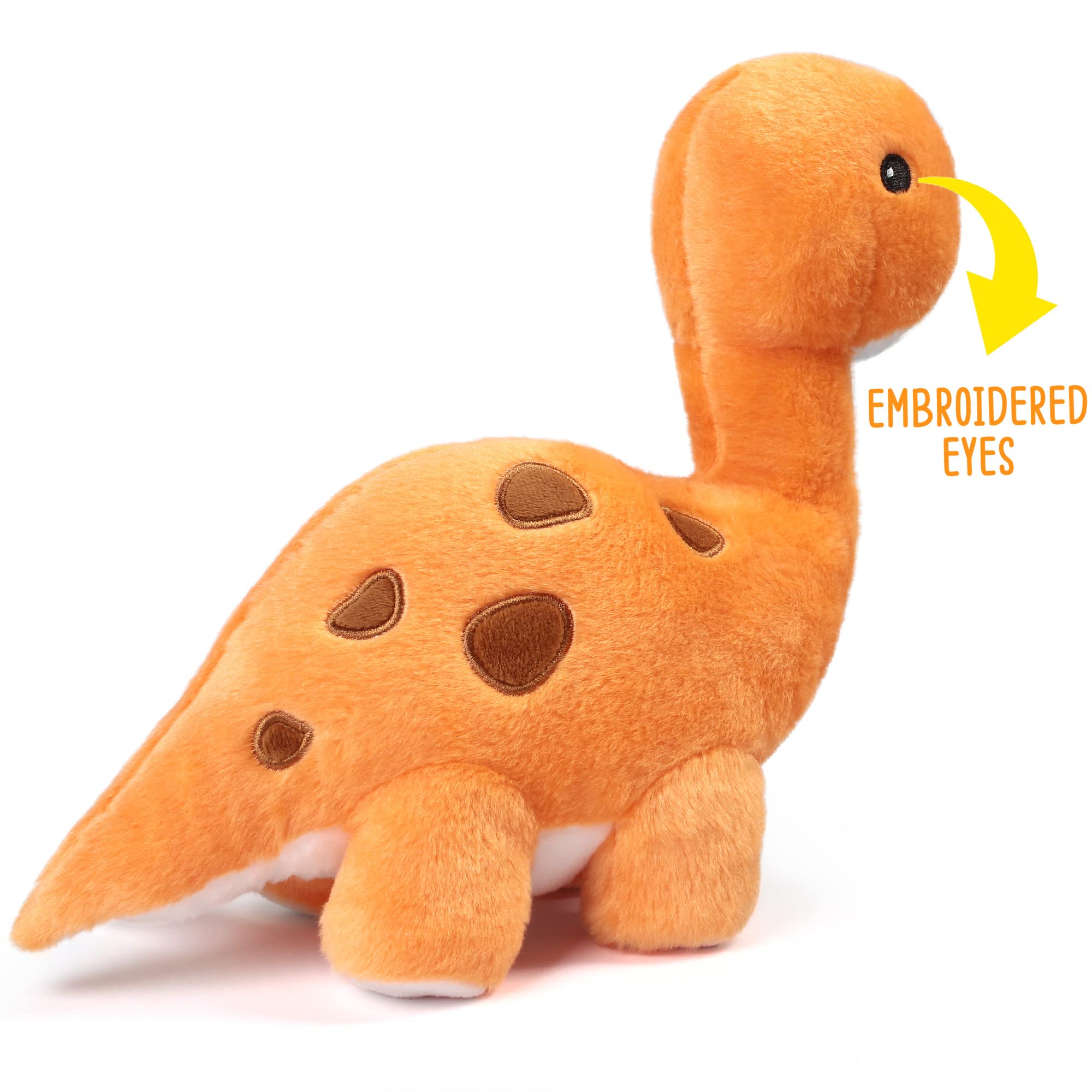 Benben 11.5” Dinosaur Stuffed Animal - Soft Brachiosaurus Plush Toy for Kids, Cute Orange Dino Plushie for Baby Shower Gifts & Easter Decorations | Perfect for Nursery Decor, Birthday Presents, and Cuddling