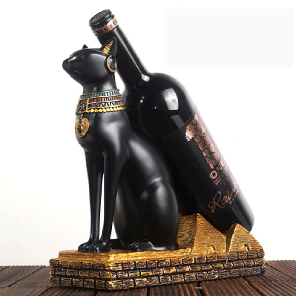 Egyptian Cat Wine Bottle Holder - Resin Statue Wine Rack for Home Bar, Living Room Decor - Ancient Egypt Themed Wine Storage Organizer - Perfect for Wine Lovers & Home Decor (Color: D)