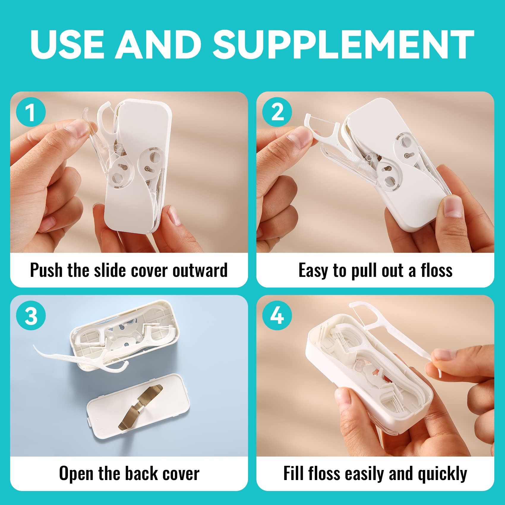 Automatic Dental Floss Dispenser Case - Portable Floss Pick Holder for Teeth Cleaning | Specialized Pink & Green Floss | Perfect for Travel, Office & On-the-Go Oral Care