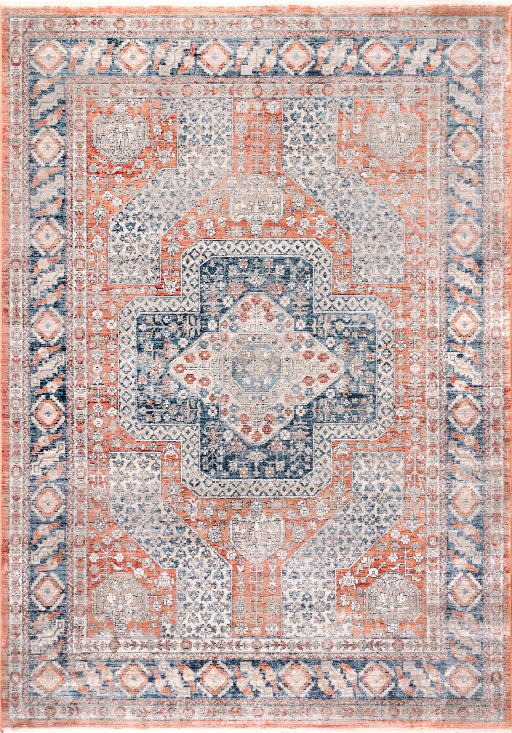 Distressed Medallion Rug | Vintage Rustic Bohemian Area Rug | Perfect for Living Room, Bedroom, or Boho Home Decor