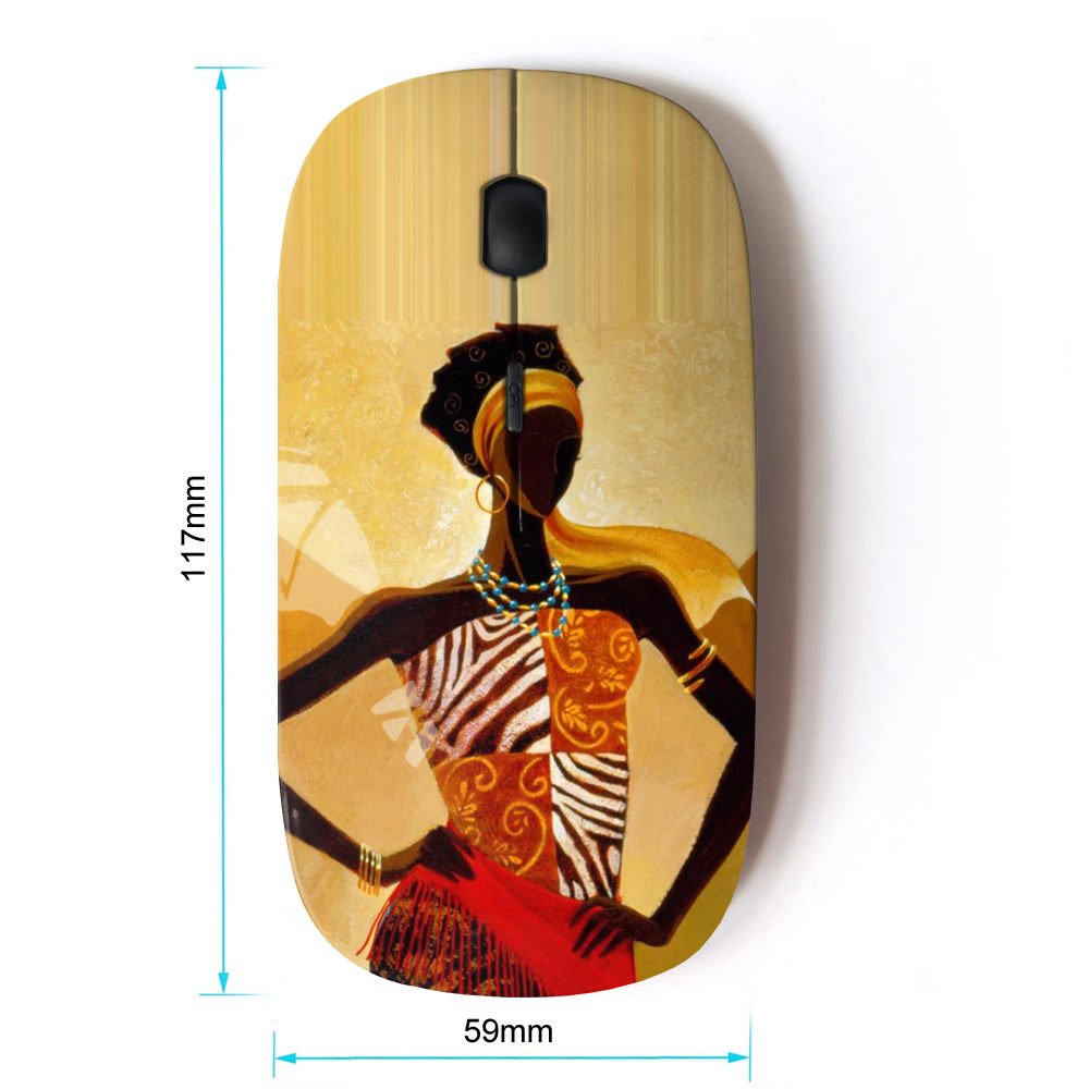 2.4G Wireless Optical Mouse for Women - Elegant Black & Gold Design - Perfect for Office, Home, and Gaming Use