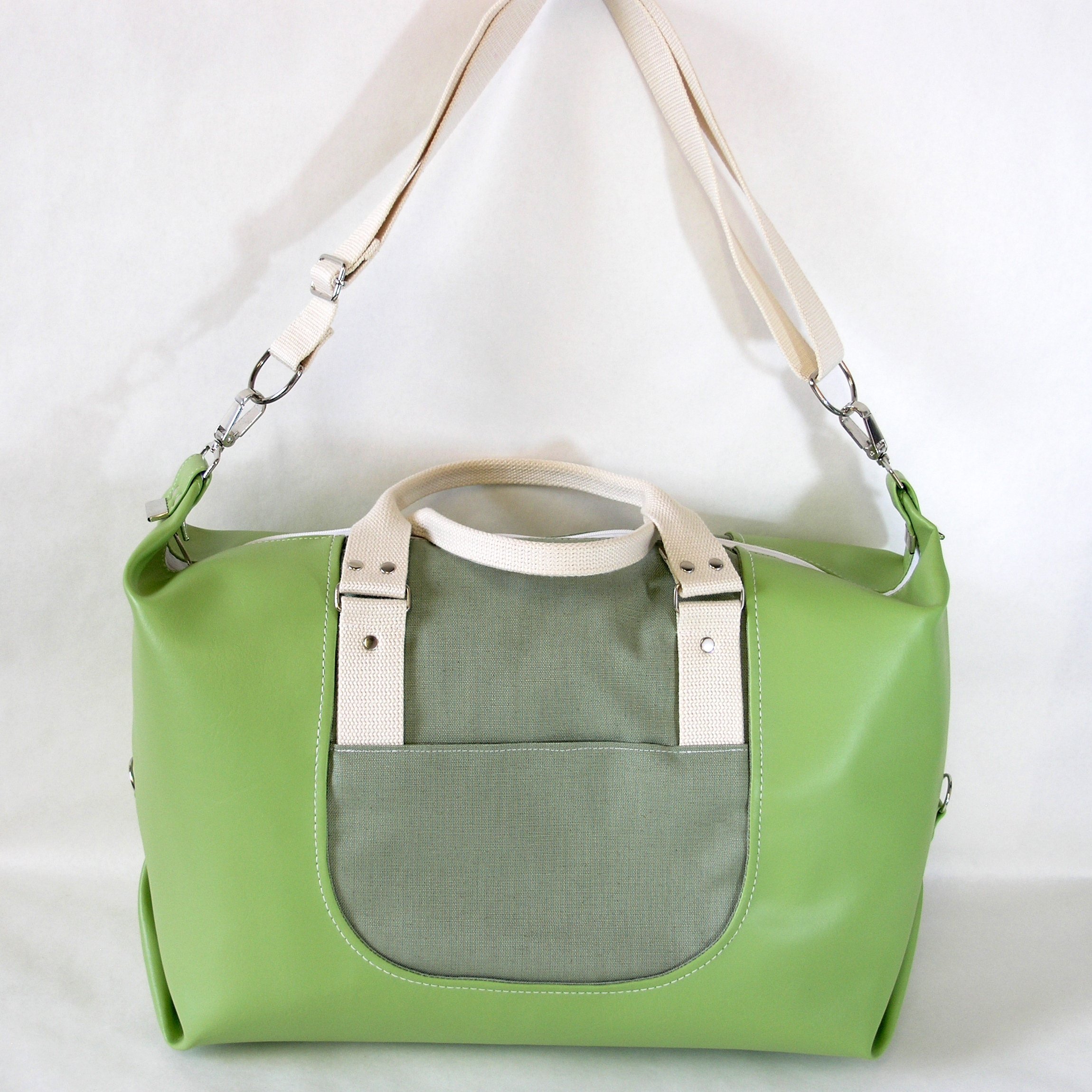 Wanderlust Faux Leather Weekender Bag - Stylish Duffel Travel Bag in Artichoke Green | Perfect for Weekend Getaways, Gym & Carry-On Luggage