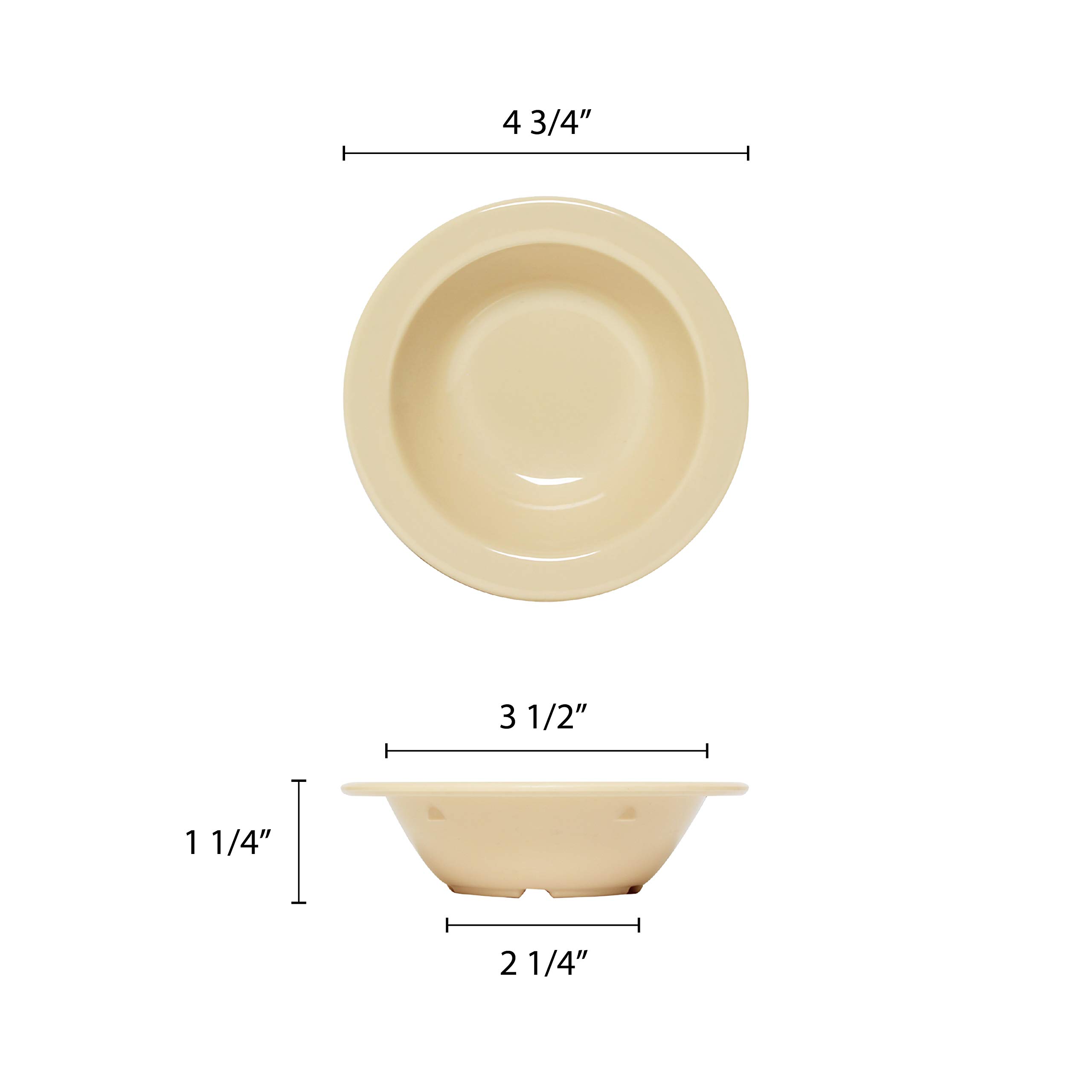 Premium Melamine Fruit Bowls - 4.75 Inch 4 oz Small Serving Dishes (Set of 12) - Durable & Lightweight for Outdoor Picnics, BBQs, Pool Parties & Everyday Use