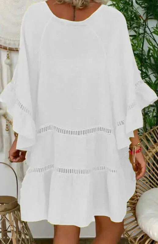 Women's Casual Linen Mini Dress - Summer Short Sleeve A-Line Sundress for Beach, Vacation & Everyday Wear