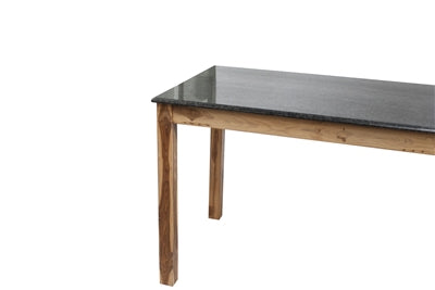 Elegant Black Marble and Teak Wood Dining Table - Modern Kitchen & Dining Room Furniture for Family Gatherings & Dinner Parties