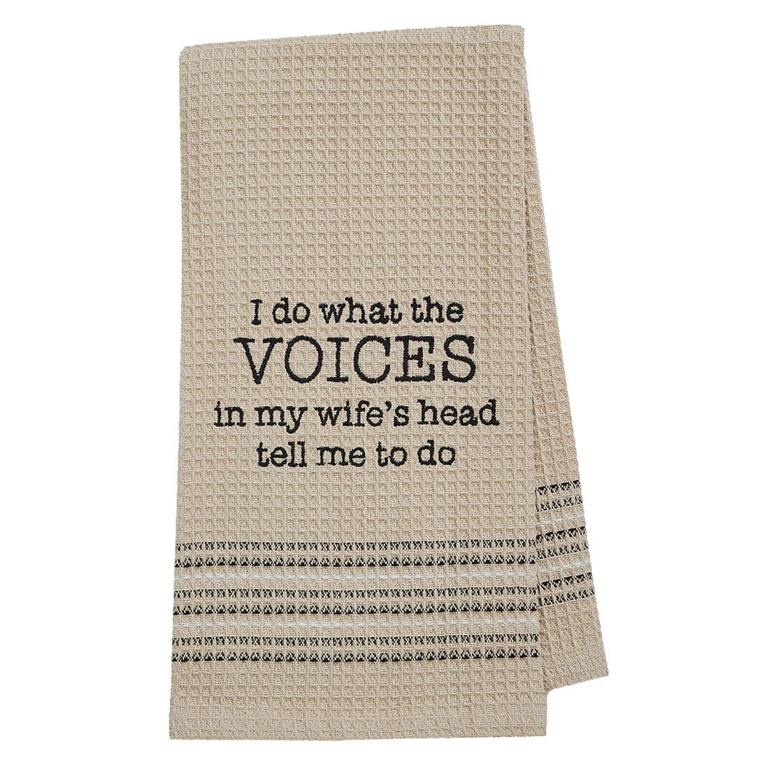 Funny Cotton Kitchen Towel - Wife's Voice in My Head - Absorbent Dish Towels for Washing Dishes, Cleaning & Decor - Perfect Housewarming Gift for Couples