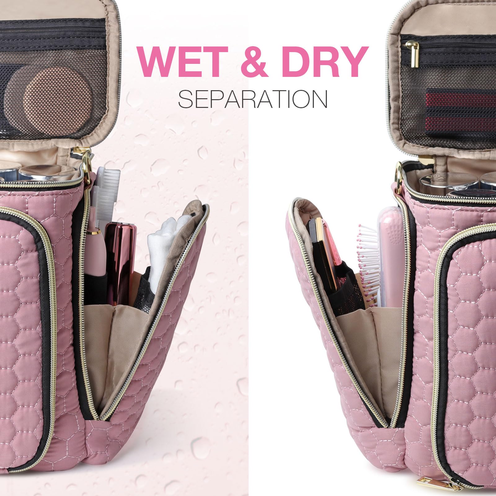 Stylish Large Capacity Travel Toiletry Bag for Women - Waterproof Makeup Organizer with Wide Opening, Full-Sized Cosmetic Storage | Perfect for Vacation, Gym & Business Trips