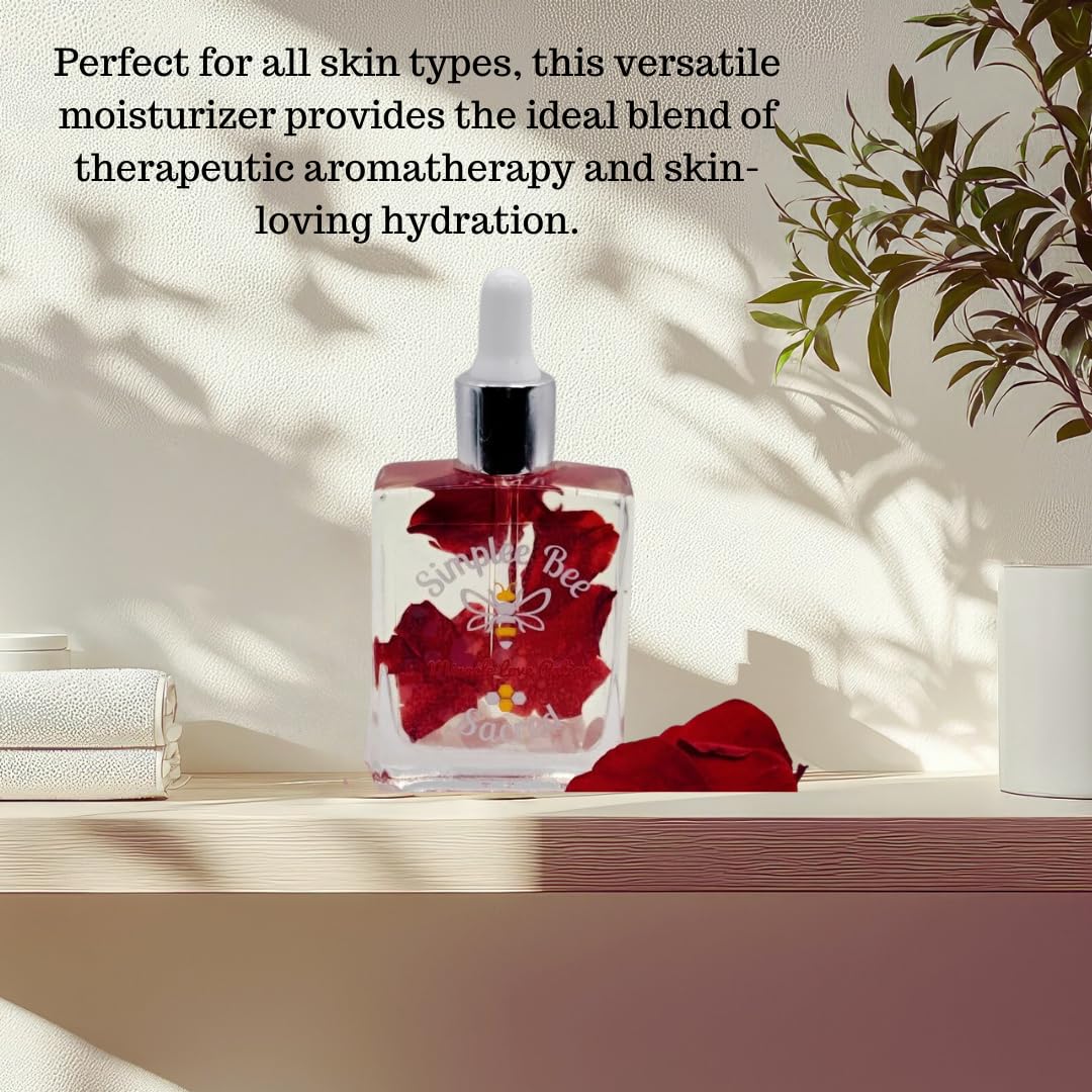 Organic Moisturizing Body Oil for Dry Skin - Hydrating & Nourishing Rose & Sandalwood Scented Skin Oil with Rose Petals | Women's Bath & Massage Oil for Relaxation & Self-Care