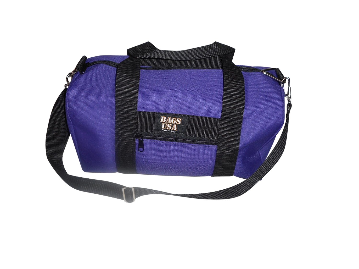 Premium Small Canvas Duffle Bag with Front Pocket - Made in USA (Purple) | Gym Bag, Travel Bag & Sports Equipment Organizer