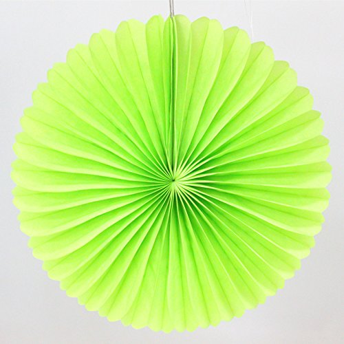 5-Pack 16 Inch Tissue Paper Fans - Lime Green Paper Flower Fan Decorations for Party, Wedding, Baby Shower & Home Decor | Vibrant DIY Craft Supplies for Wall Backdrops, Photo Booths & Event Centerpieces