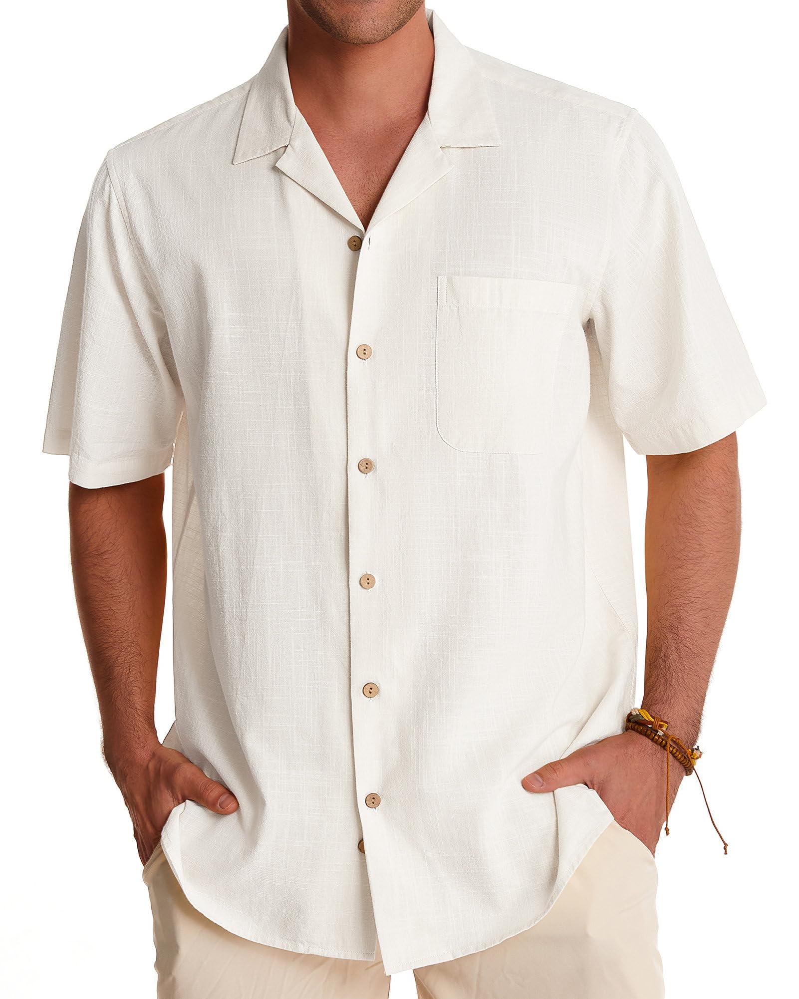 Men's Linen Short Sleeve Button Down Shirts - Breathable Cotton Summer Casual Shirts for Beach, Vacation & Hawaiian Style | Perfect for Tropical Getaways, Pool Parties & Summer Outings
