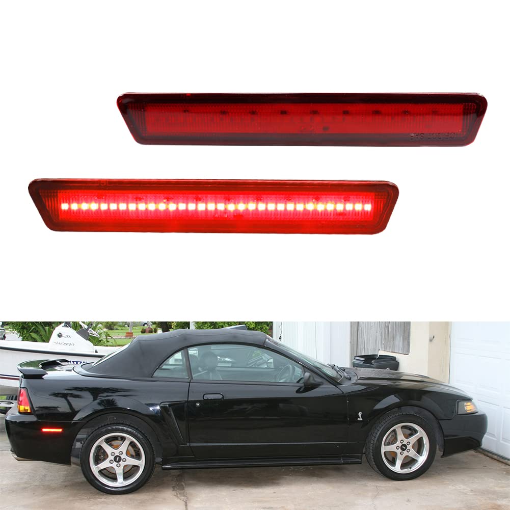 1999-2004 Ford Mustang Rear Bumper Side Marker Lights - Red LED Reflectors for Enhanced Visibility & Safety | Perfect for Night Driving, Car Shows & Custom Upgrades