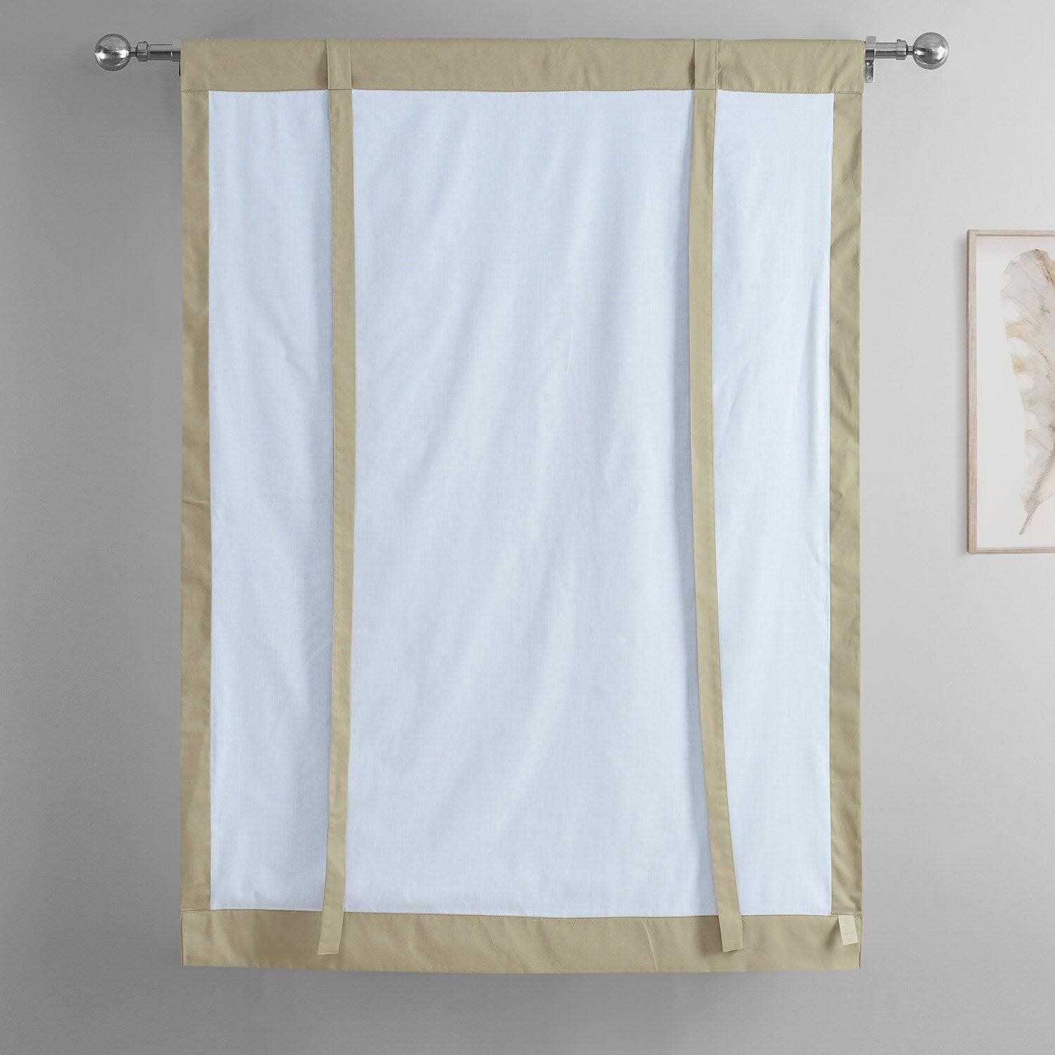 Blackout Window Curtains - Sandstone Solid Cotton Room Darkening Tie-Up Shades for Bedroom, Living Room & Nursery | Light Blocking, Thermal Insulated, Noise Reducing Window Treatment