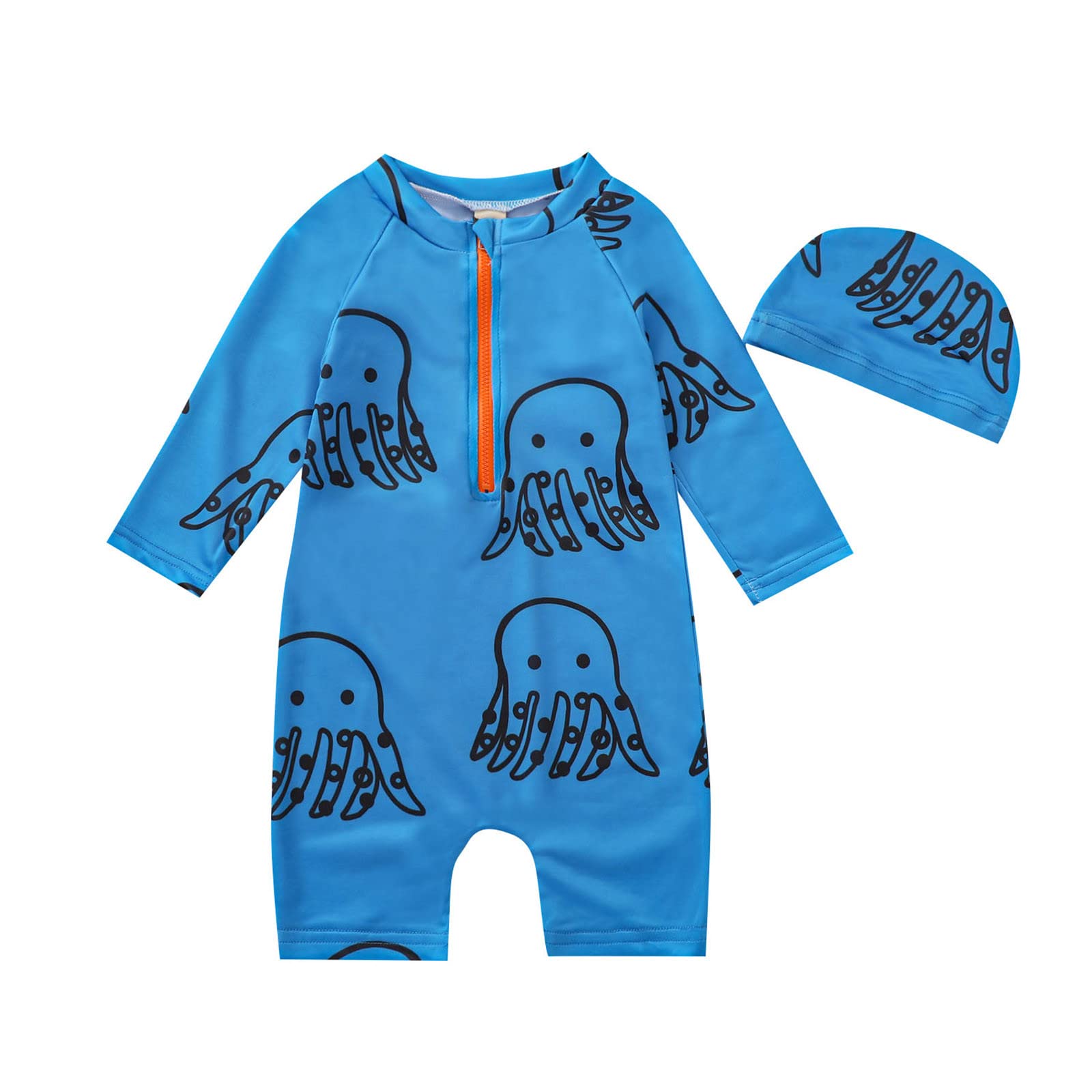 Boys Cartoon Swimsuits with Cap - Toddler Beach & Pool Wear