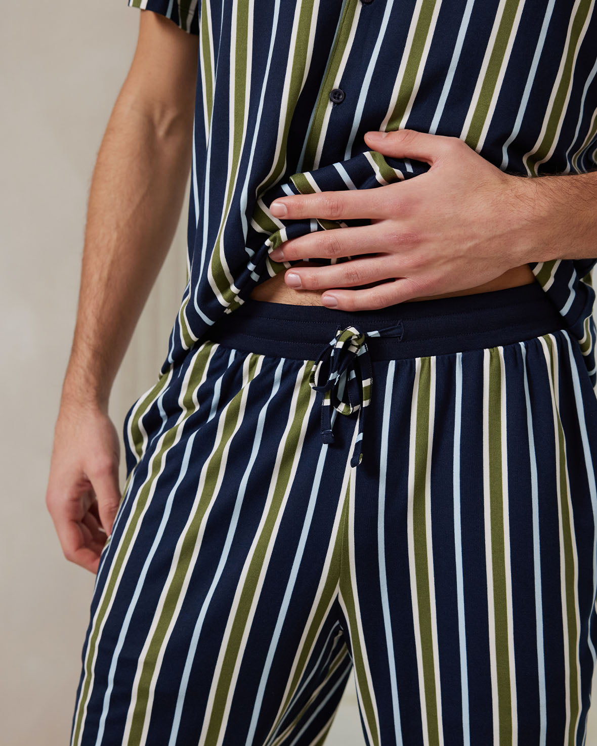 Multi-Stripe Button-Up Short Pajama Set for Women - Comfortable Sleepwear for Summer Nights & Lounge Wear at Home
