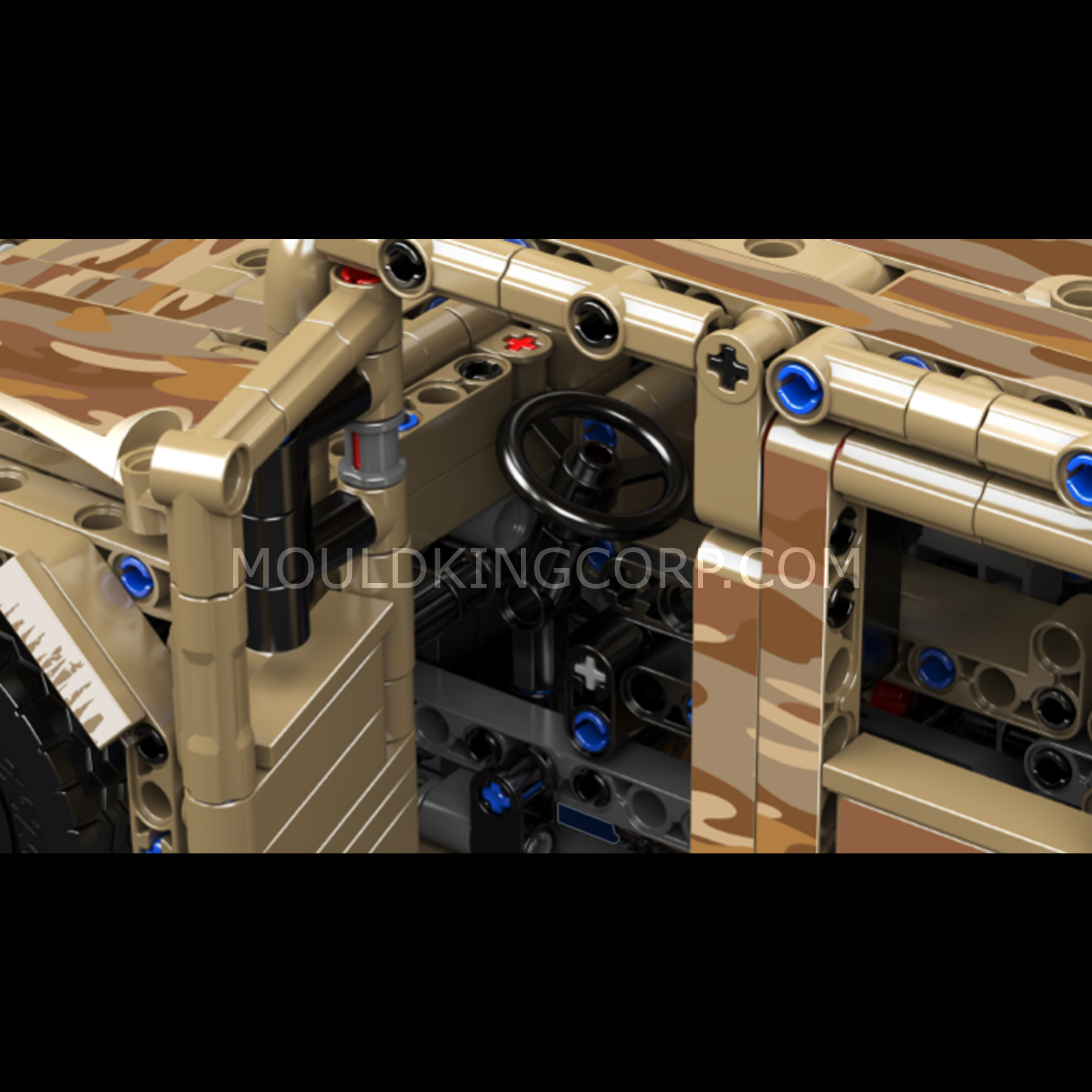 Mould King 20047 Remote Control Humvee Building Kit - 2094 Piece Desert Tracked Vehicle Model Set for Adults & Teens | STEM Toy for Military Enthusiasts, DIY Engineering Project, Collectible Display