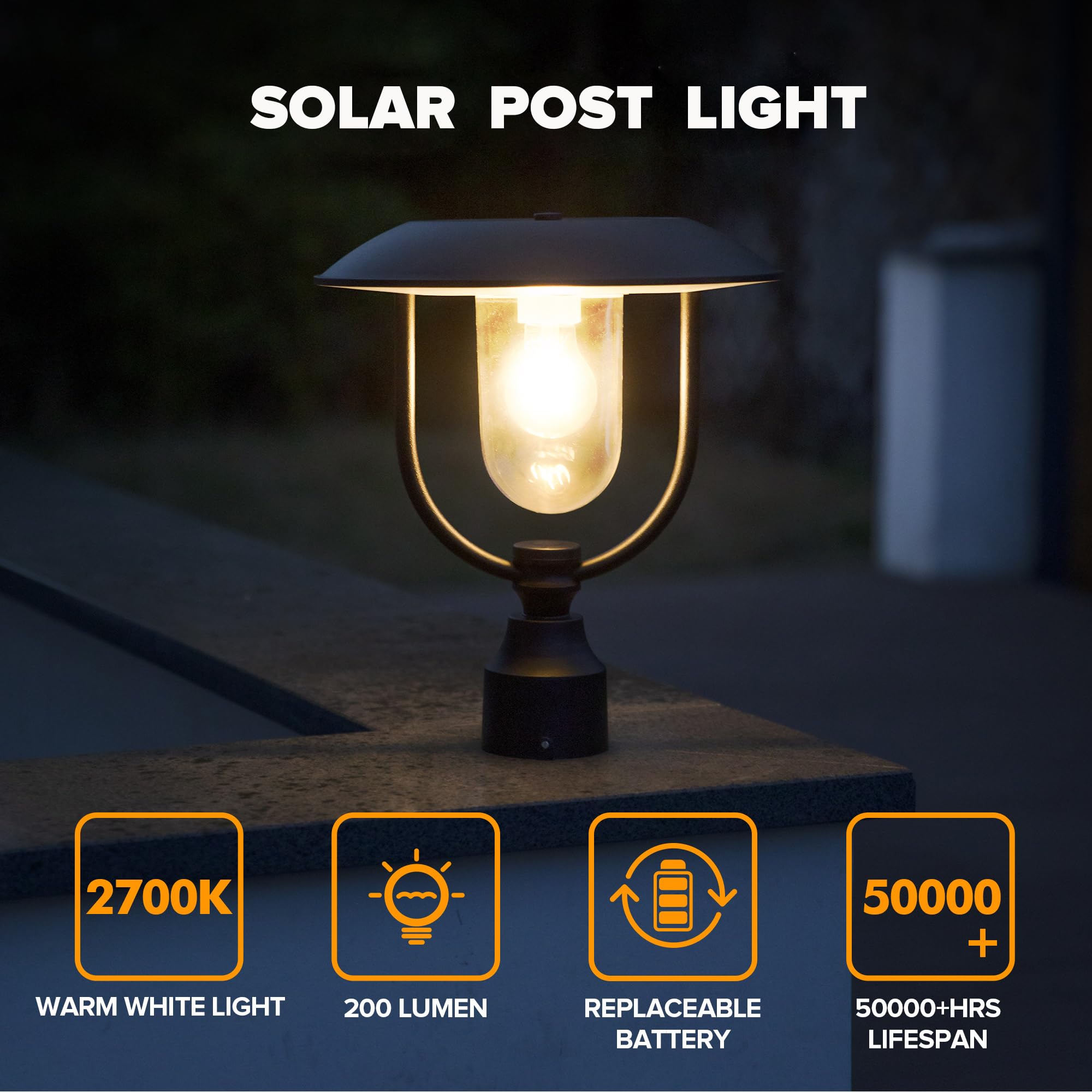 LUTEC Solar Lamp Post Light Outdoor - Dusk to Dawn Waterproof Black Solar Fixture for Garden, Patio, Pathway, Pier & Pole Mount | Energy-Efficient Solar Powered Exterior Lighting for Driveway, Walkway & Landscape Decor