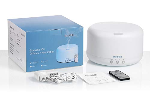 Premium 1000ml XL Aromatherapy Essential Oil Diffuser & Humidifier for Large Rooms - 18 Hour Runtime, 1L Capacity, Remote Control, 7 Color Mood Lights (White) - Perfect for Home Spa, Yoga Studio, Bedroom Relaxation and Office Aromatherapy