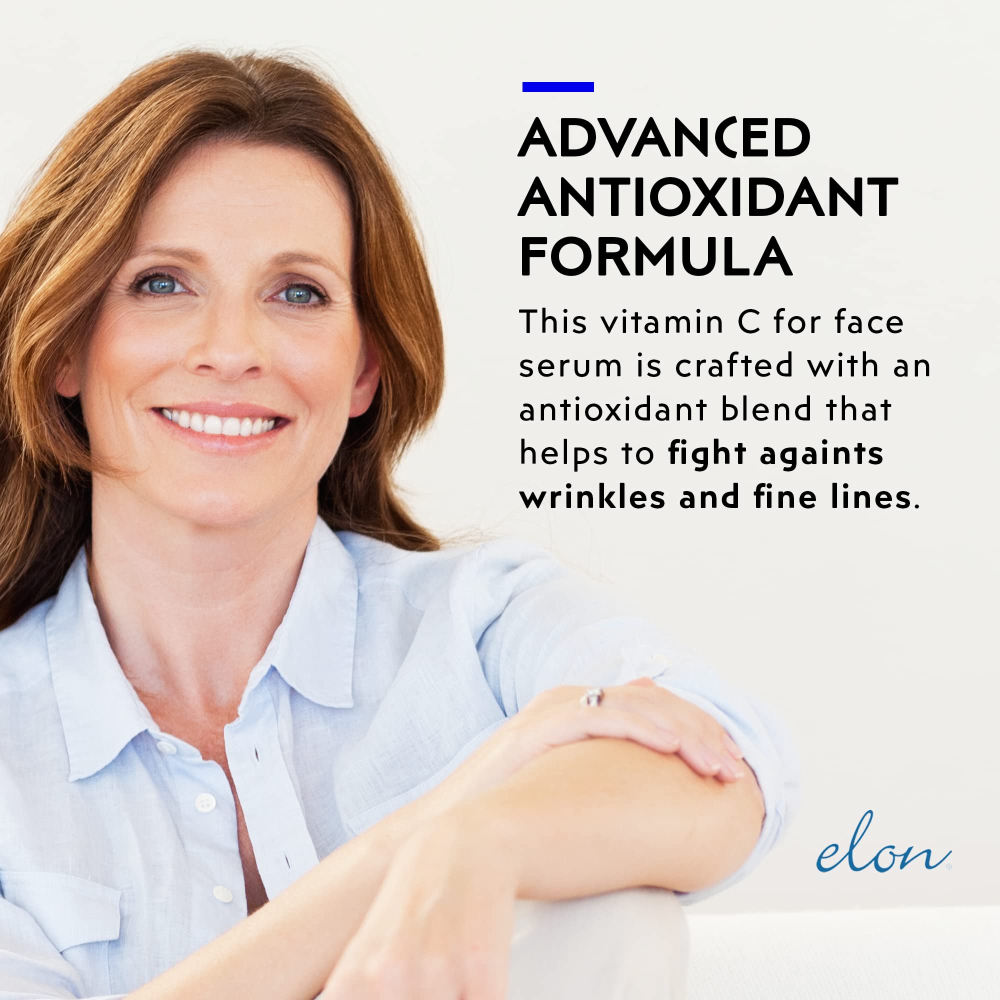 Elon Vitamin C Serum for Face - Anti Aging Serum to Reduce Fine Lines & Wrinkles, Improve Skin Texture & Boost Collagen - 1 oz | Brightening Facial Serum for Day & Night Use, Perfect for Dry & Dull Skin Care Routine