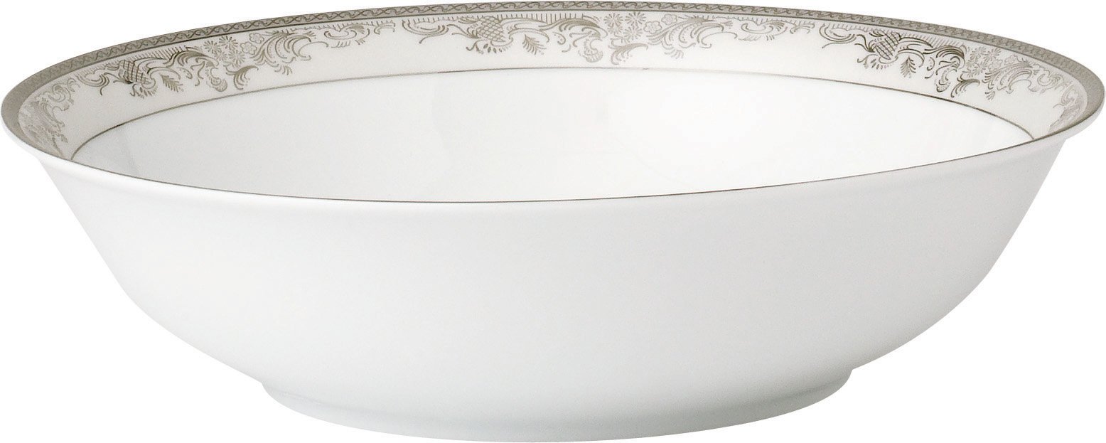 Lorren Home Trends 57-Piece Juliette Bone China Dinnerware Set - Service for 8, Elegant Silver Dining Set for Formal Dinners, Holiday Entertaining & Special Occasions