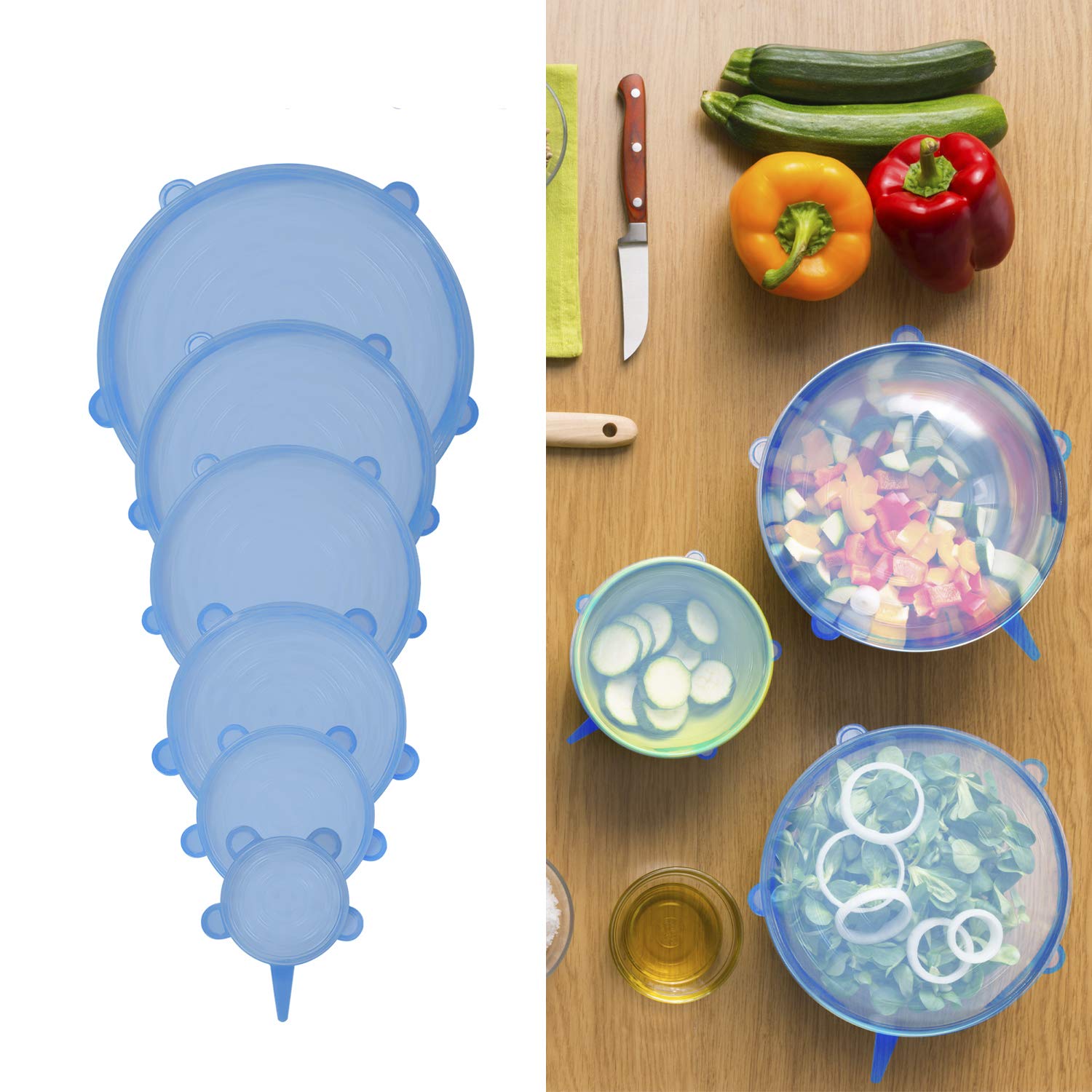 **Reusable Silicone Food Covers - 12 Adjustable Stretch Lids for Bowls & Containers | BPA-Free, Elastic Kitchen Lids in Various Sizes | Perfect for Meal Prep, Leftovers & Refrigerator Storage**