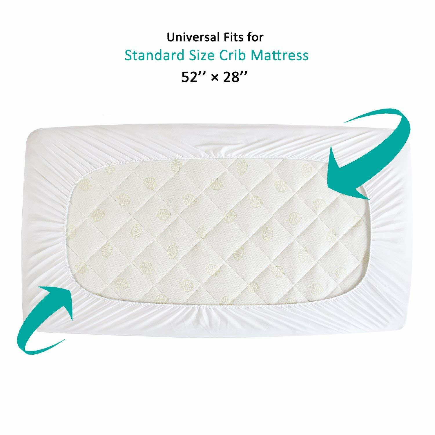 2 Pack Waterproof Fitted Crib Mattress Protector Sheets - Quilted, Breathable, 52